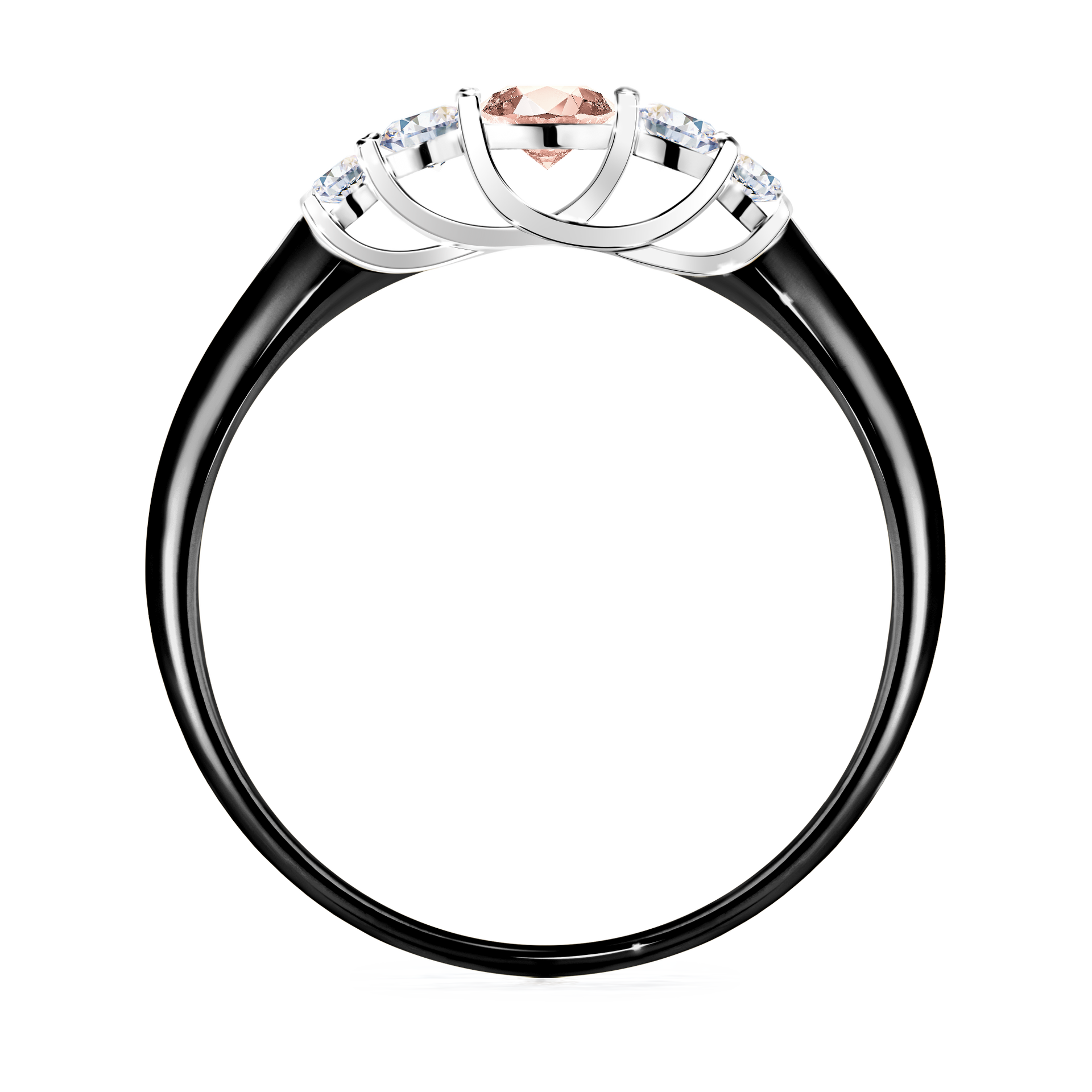 Pierścionek zaręczynowy My Darling z czarnego złota z morganitem 0,22CT