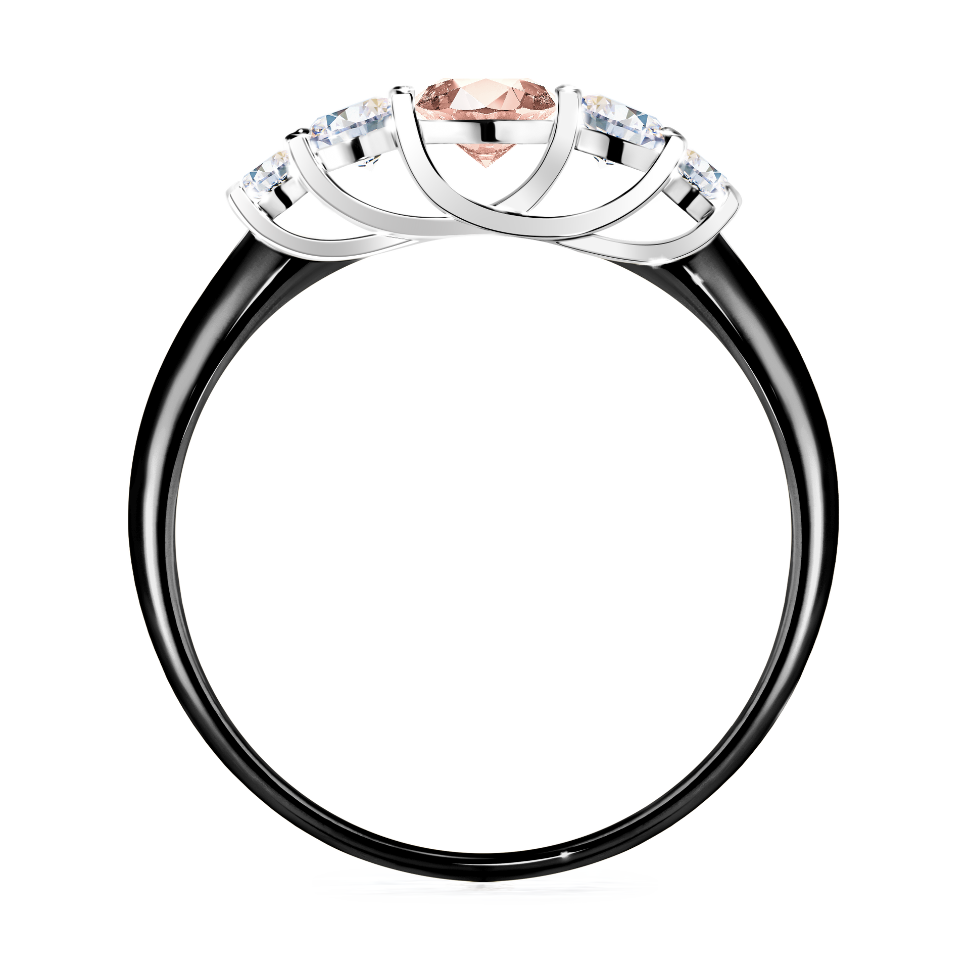 Pierścionek zaręczynowy My Darling z czarnego złota z morganitem 0,53CT