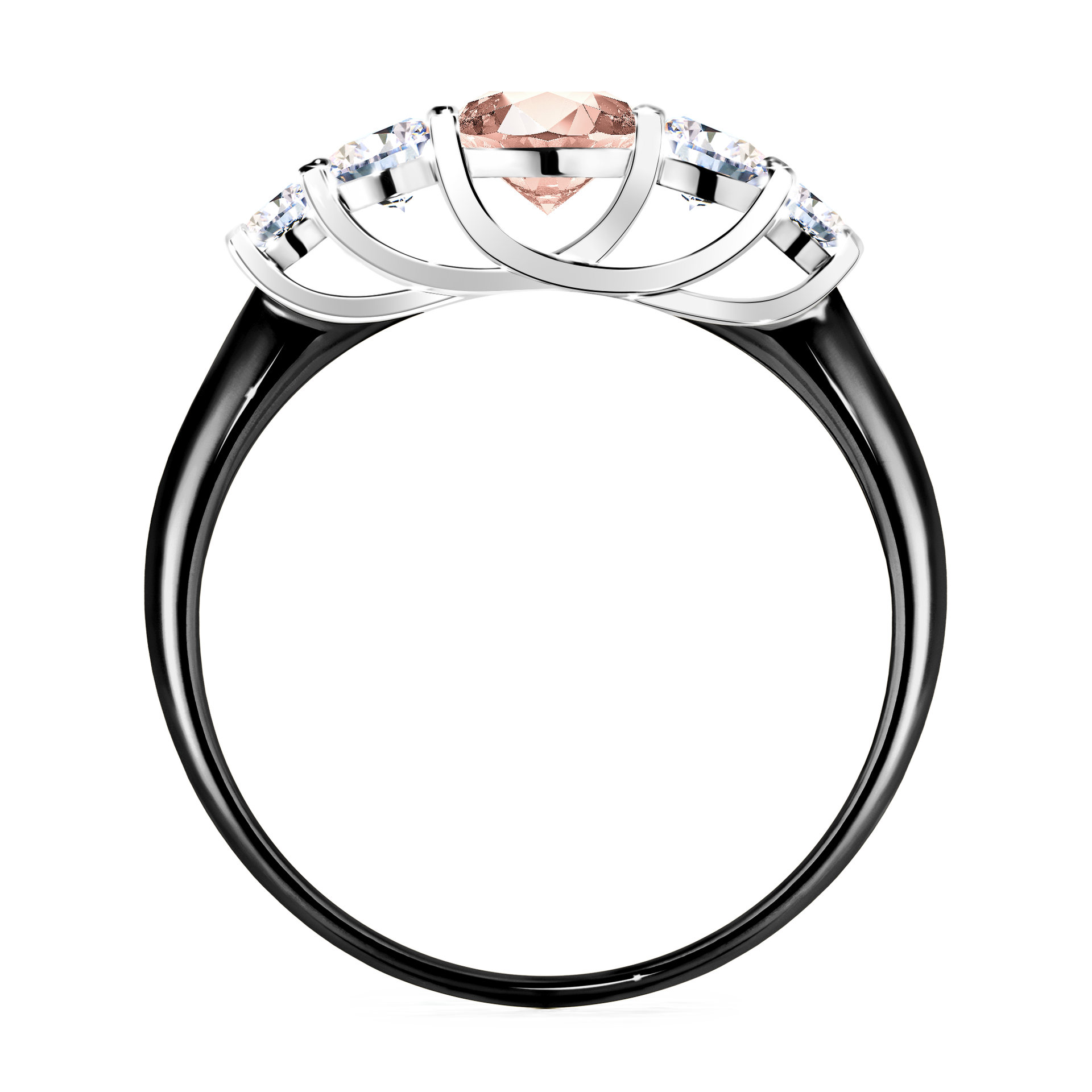 Pierścionek zaręczynowy My Darling z czarnego złota z morganitem 0,96CT