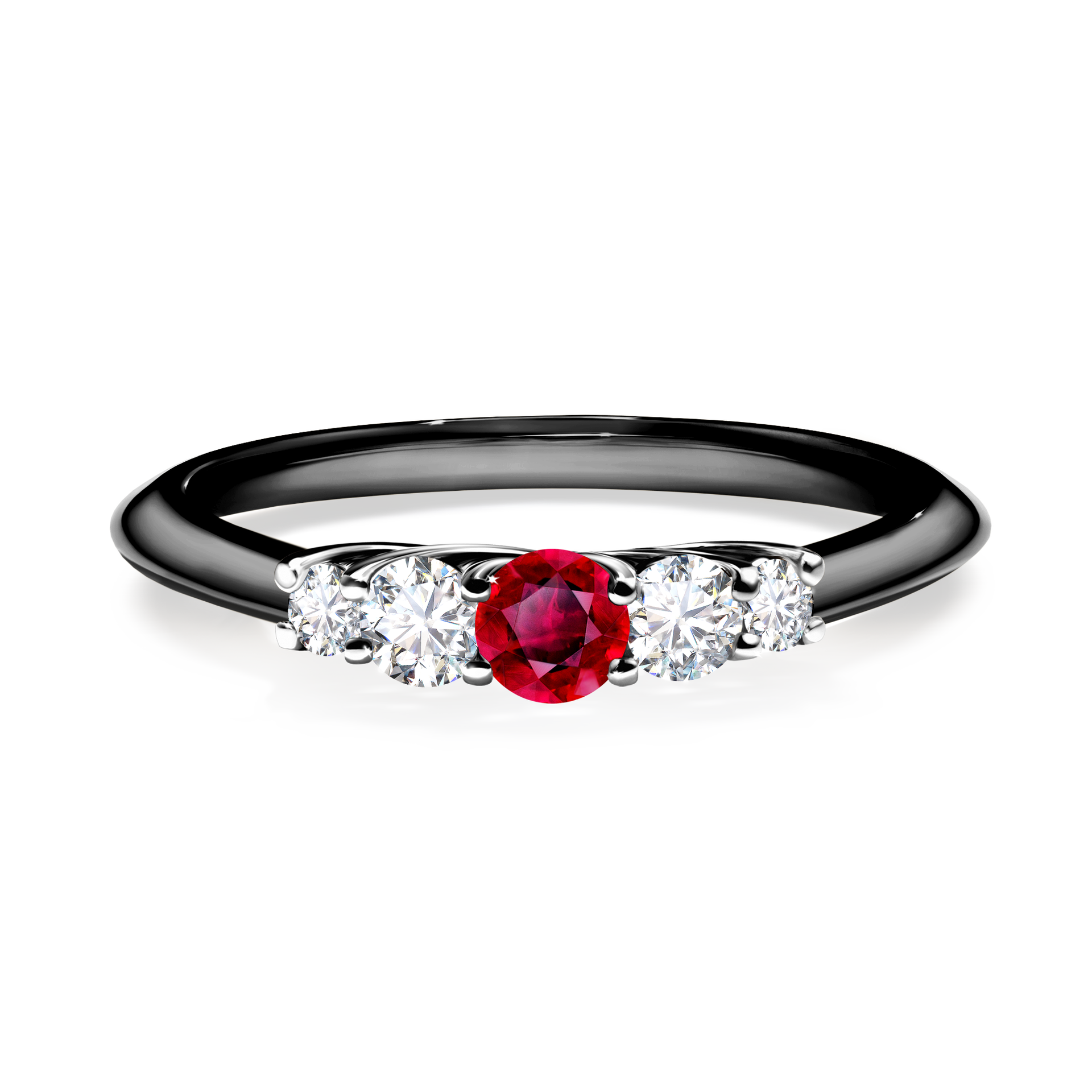 Pierścionek zaręczynowy My Darling z czarnego złota z rubinem 0,22CT