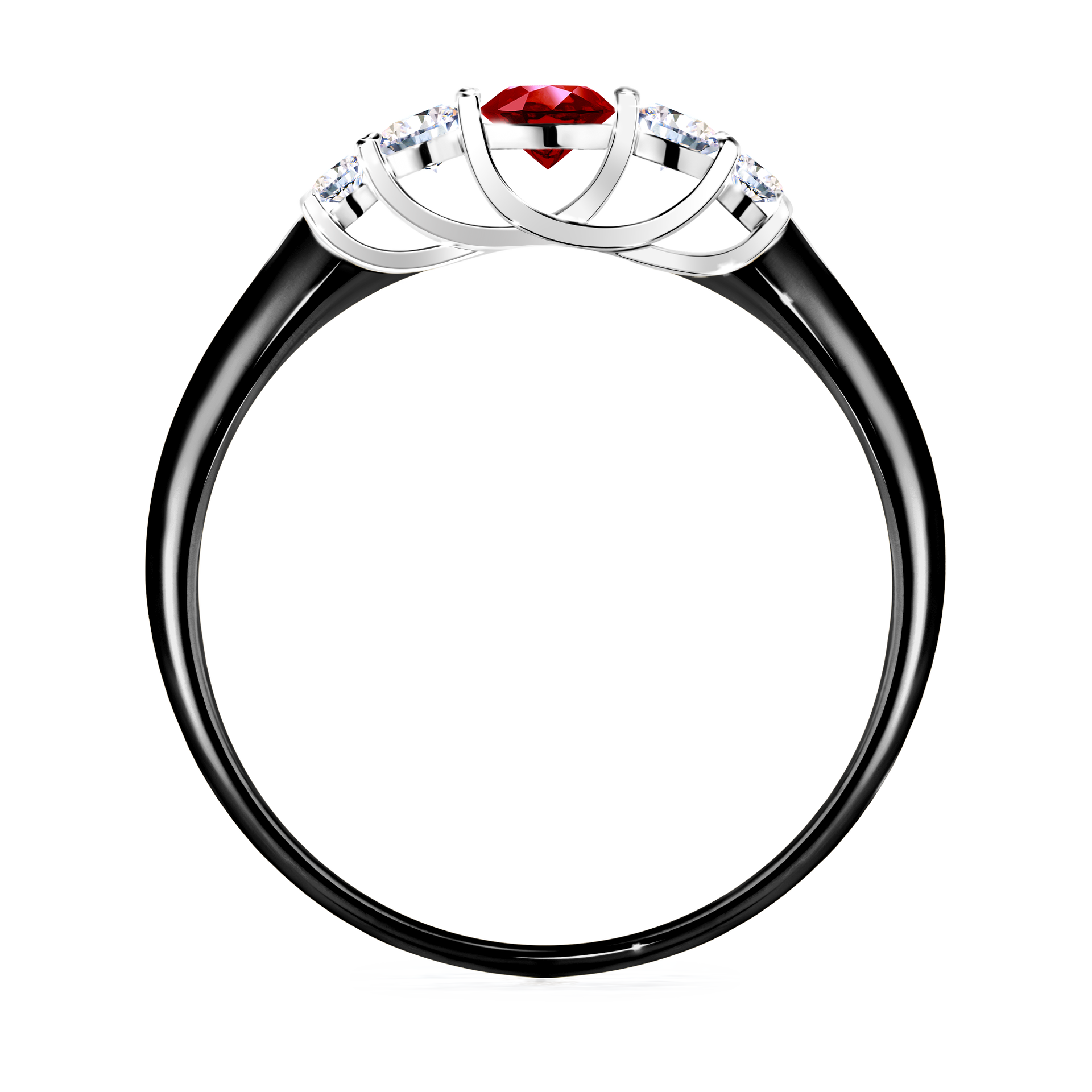 Pierścionek zaręczynowy My Darling z czarnego złota z rubinem 0,22CT