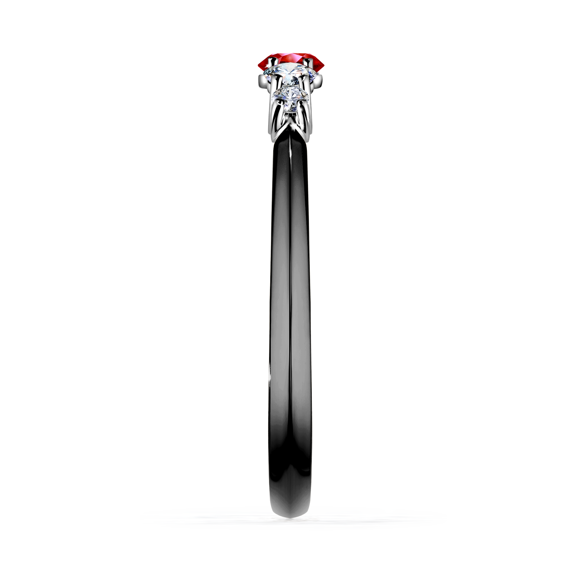 Pierścionek zaręczynowy My Darling z czarnego złota z rubinem 0,22CT