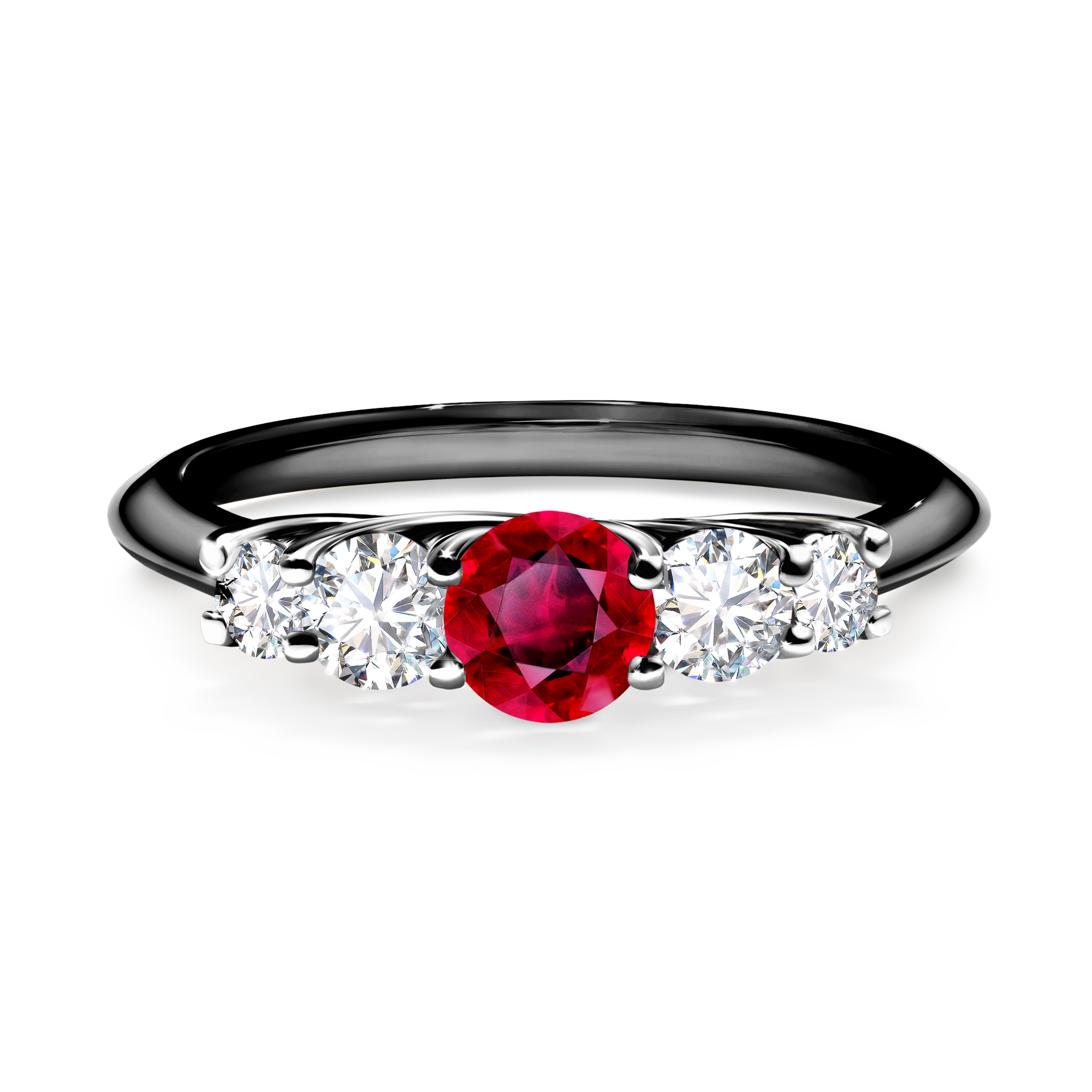 Pierścionek zaręczynowy My Darling z czarnego złota z rubinem 0,53CT
