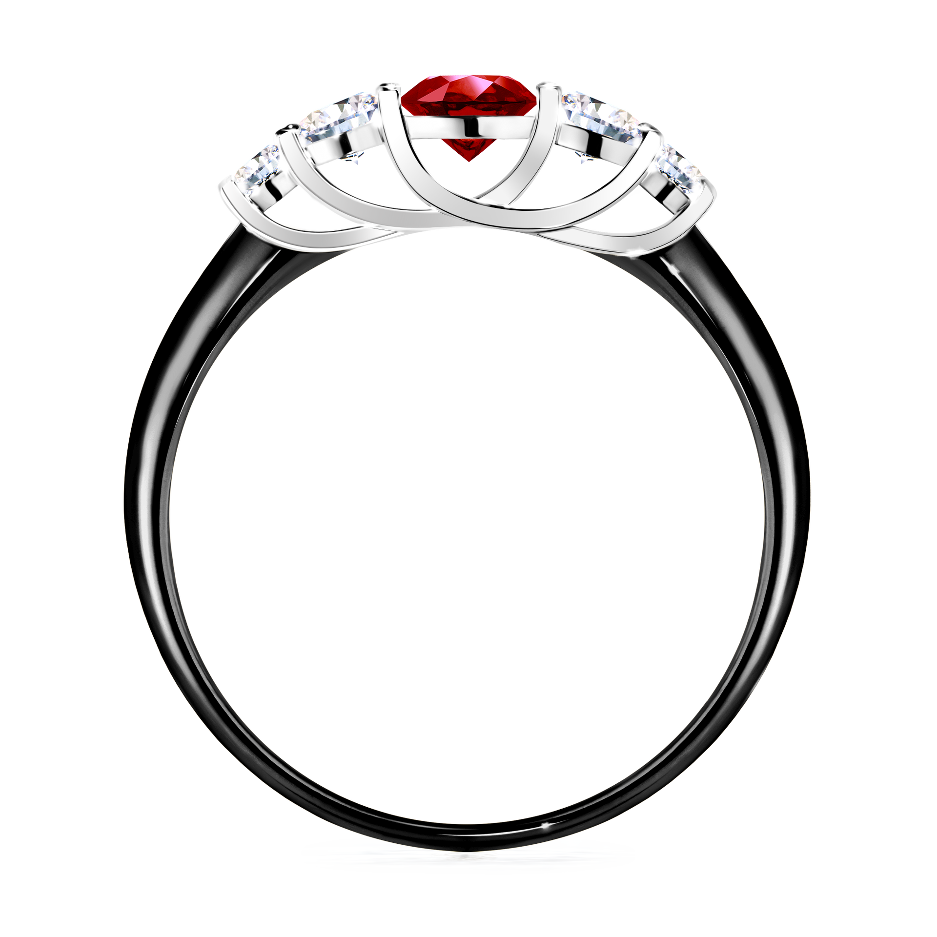 Pierścionek zaręczynowy My Darling z czarnego złota z rubinem 0,53CT