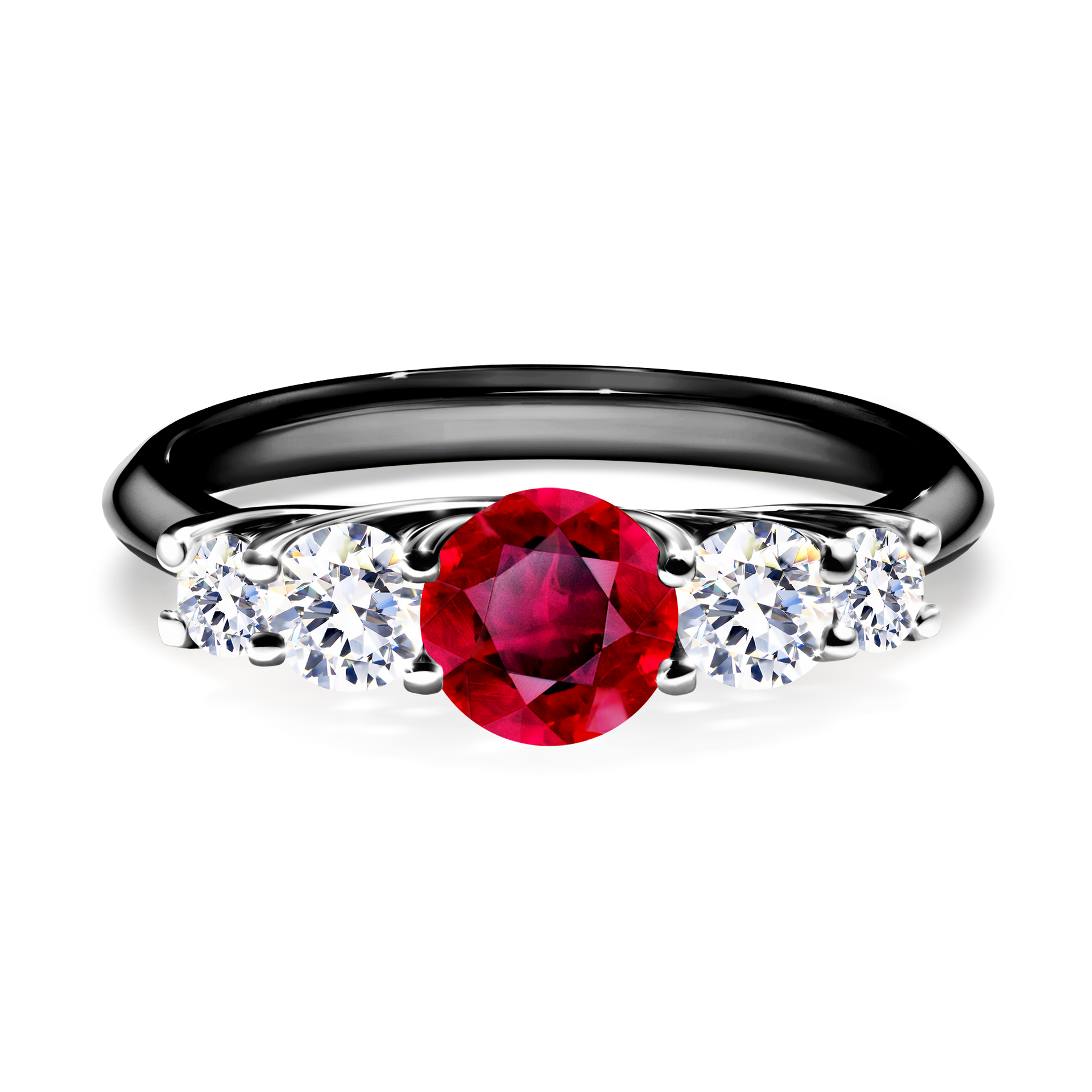 Pierścionek zaręczynowy My Darling z czarnego złota z rubinem 0,96CT