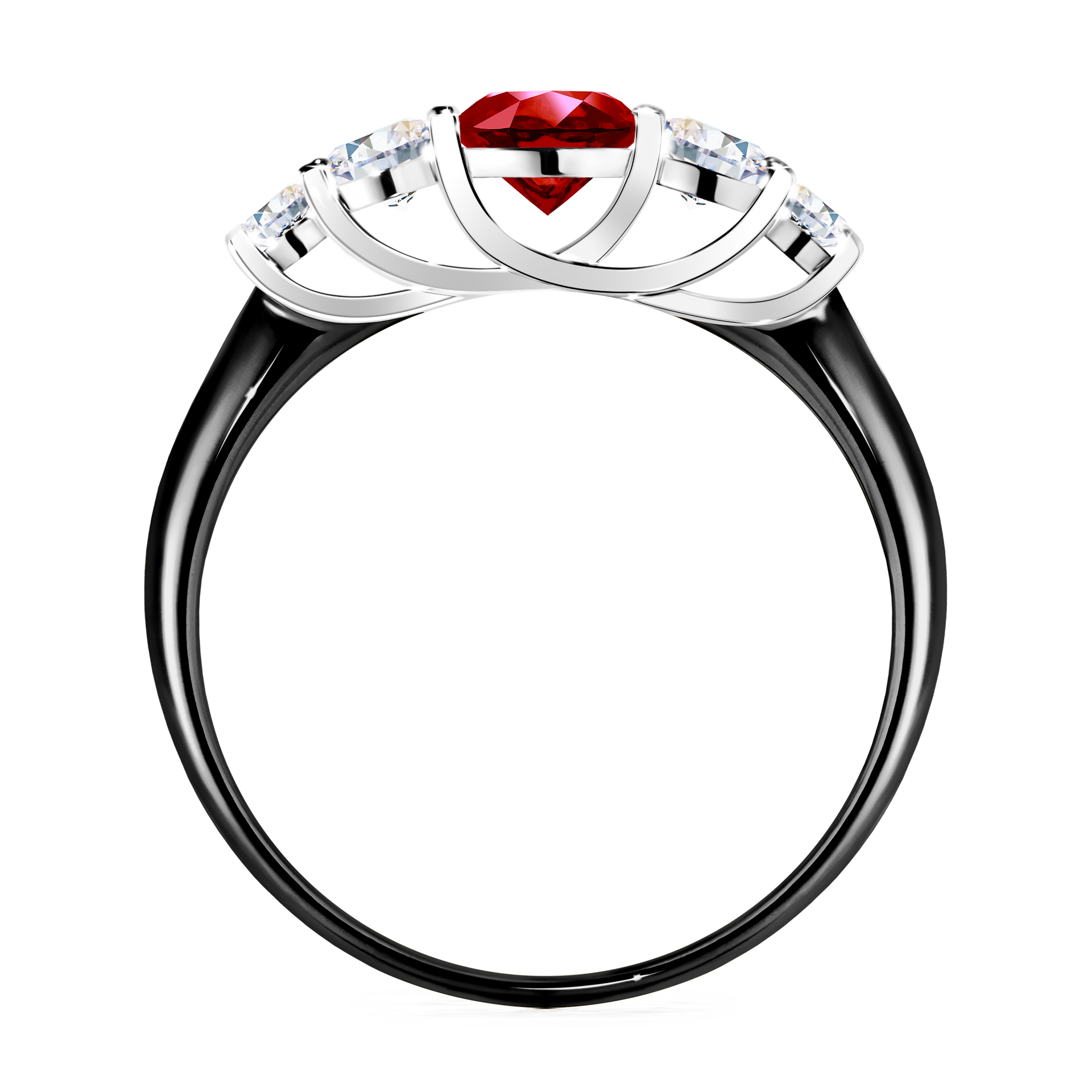 Pierścionek zaręczynowy My Darling z czarnego złota z rubinem 0,96CT