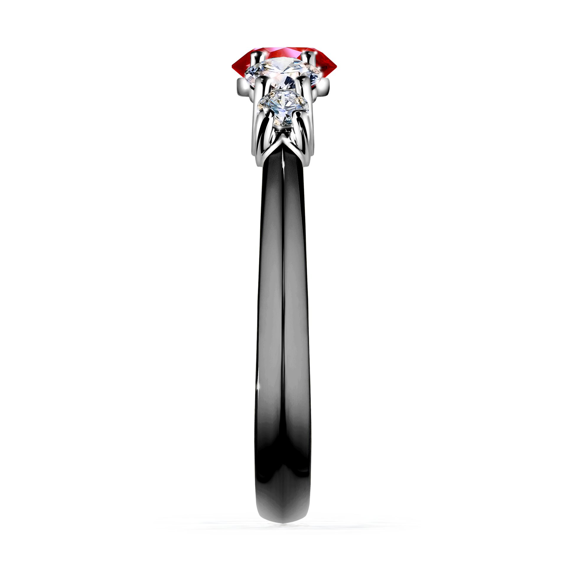 Pierścionek zaręczynowy My Darling z czarnego złota z rubinem 0,96CT