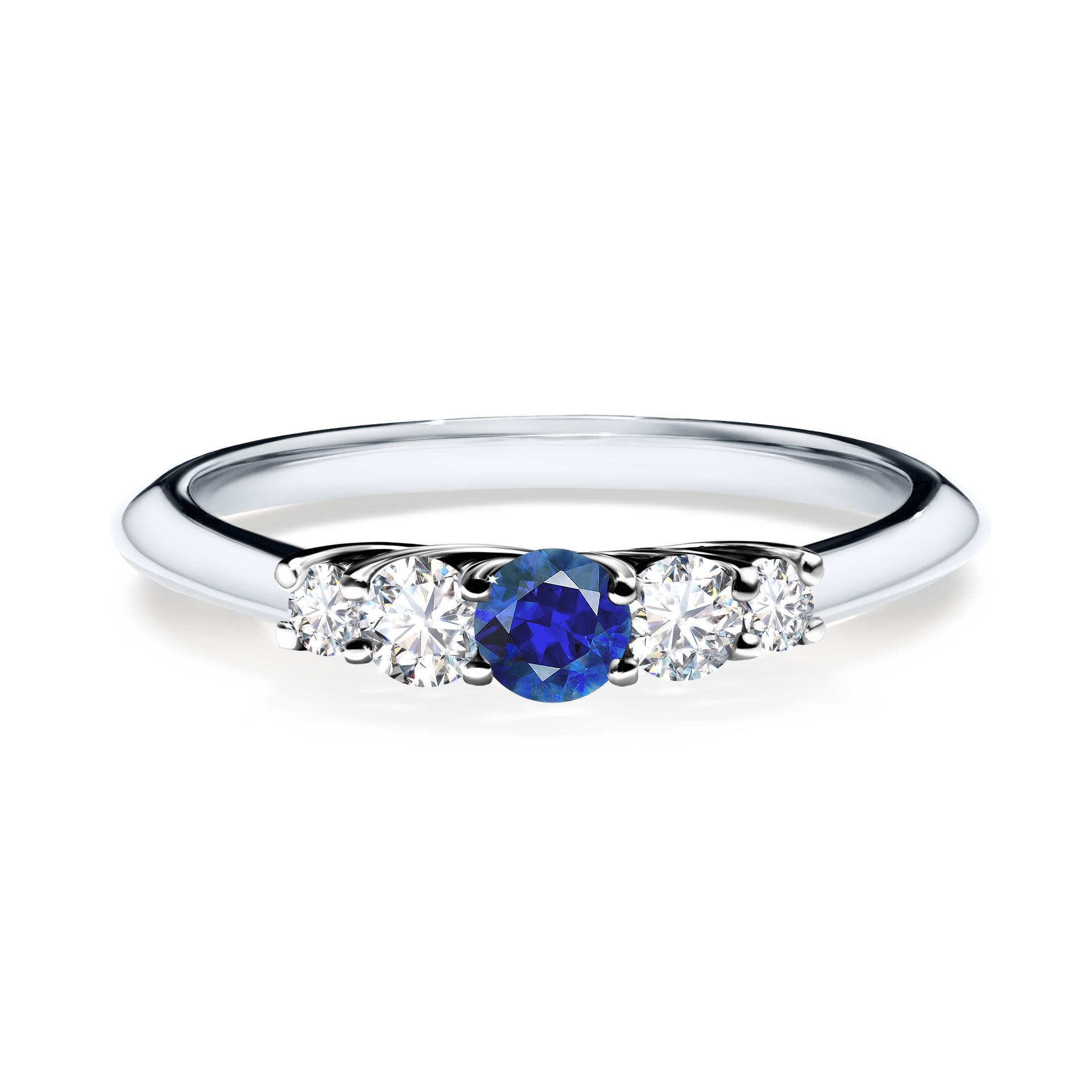 Pierścionek zaręczynowy My Darling z białego złota z szafirem niebieskim 0,22CT