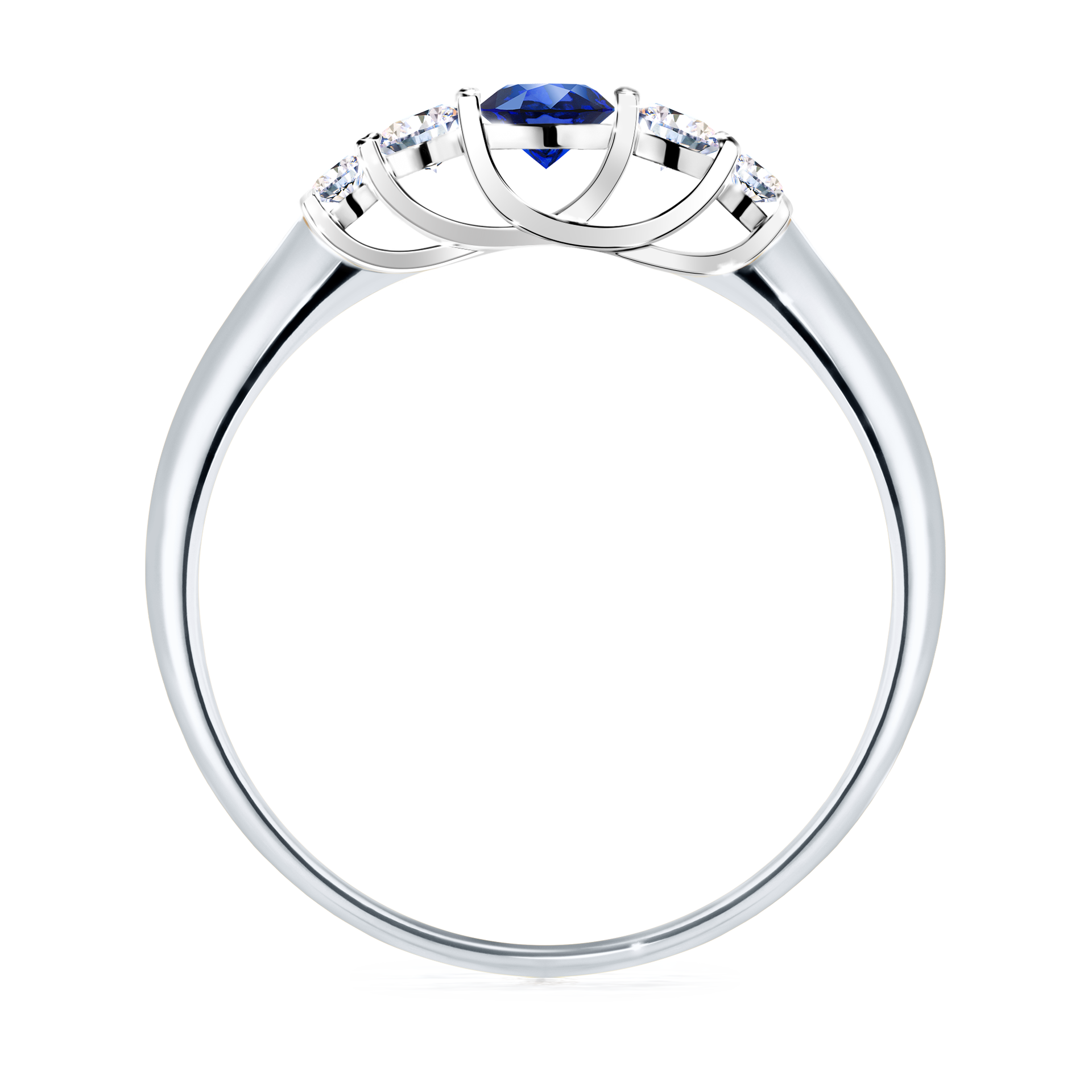 Pierścionek zaręczynowy My Darling z białego złota z szafirem niebieskim 0,22CT