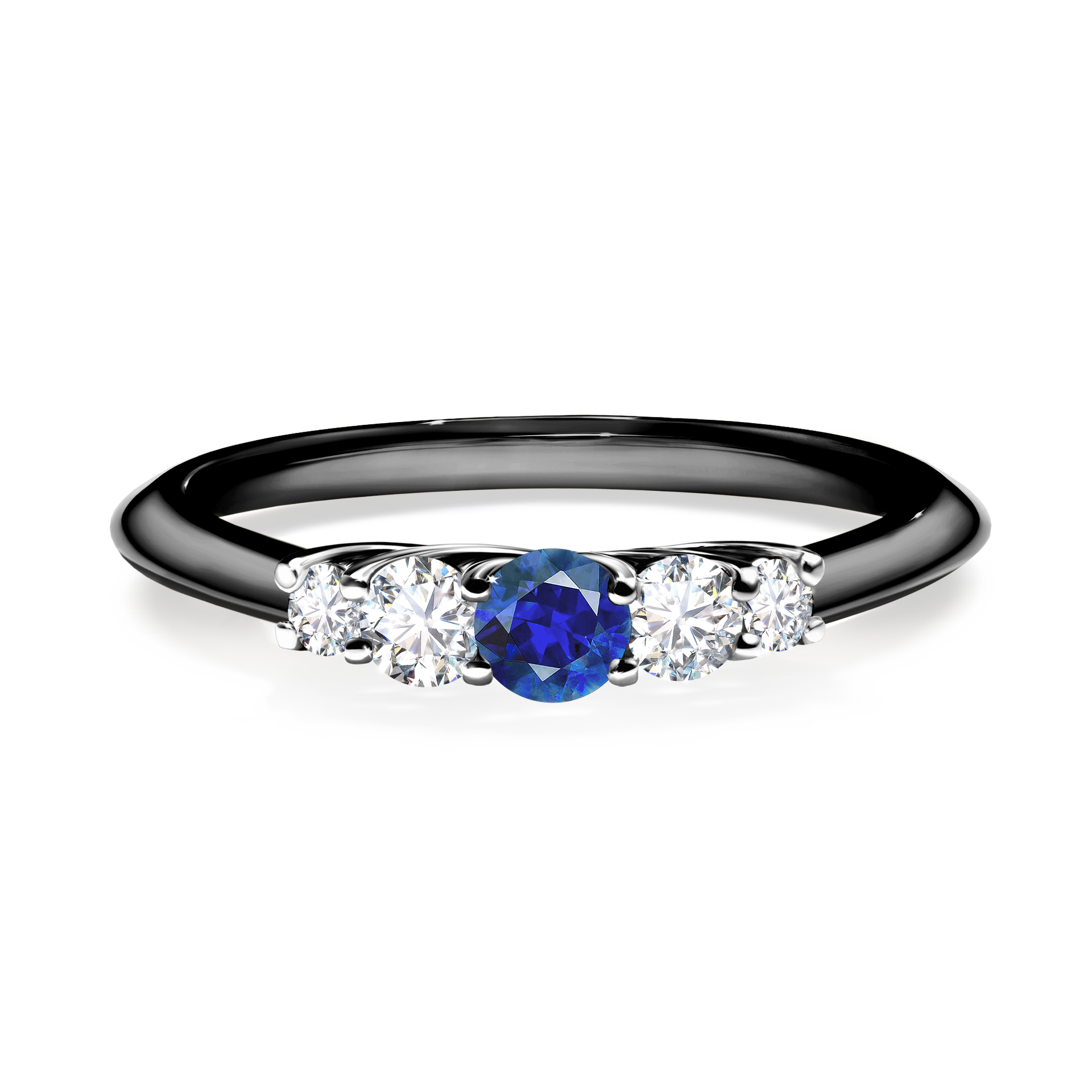 Pierścionek zaręczynowy My Darling z czarnego złota z szafirem niebieskim 0,22CT