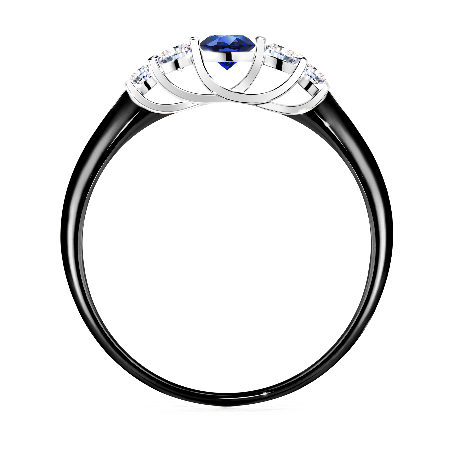 Pierścionek zaręczynowy My Darling z czarnego złota z szafirem niebieskim 0,22CT