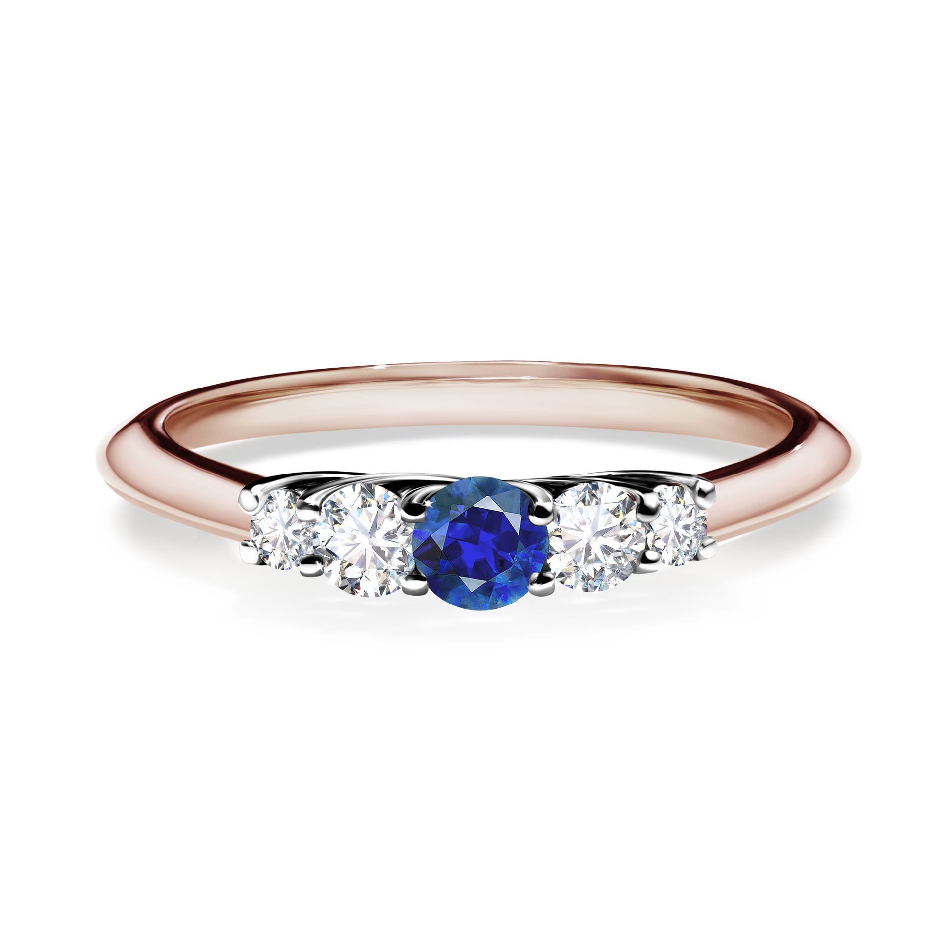Pierścionek zaręczynowy My Darling z różowego złota z szafirem niebieskim 0,22CT