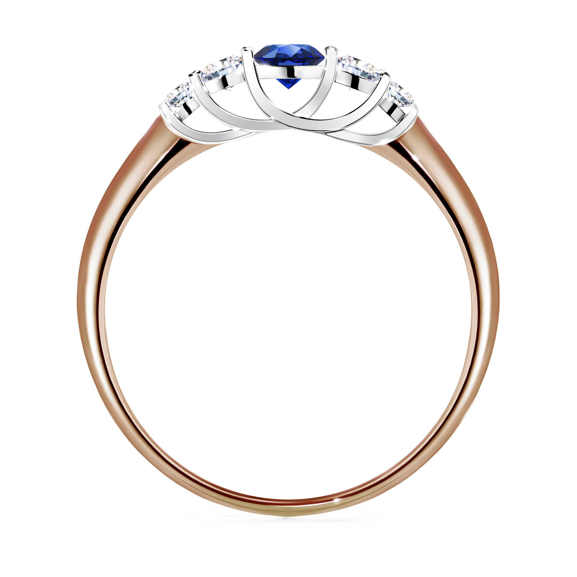 Pierścionek zaręczynowy My Darling z różowego złota z szafirem niebieskim 0,22CT