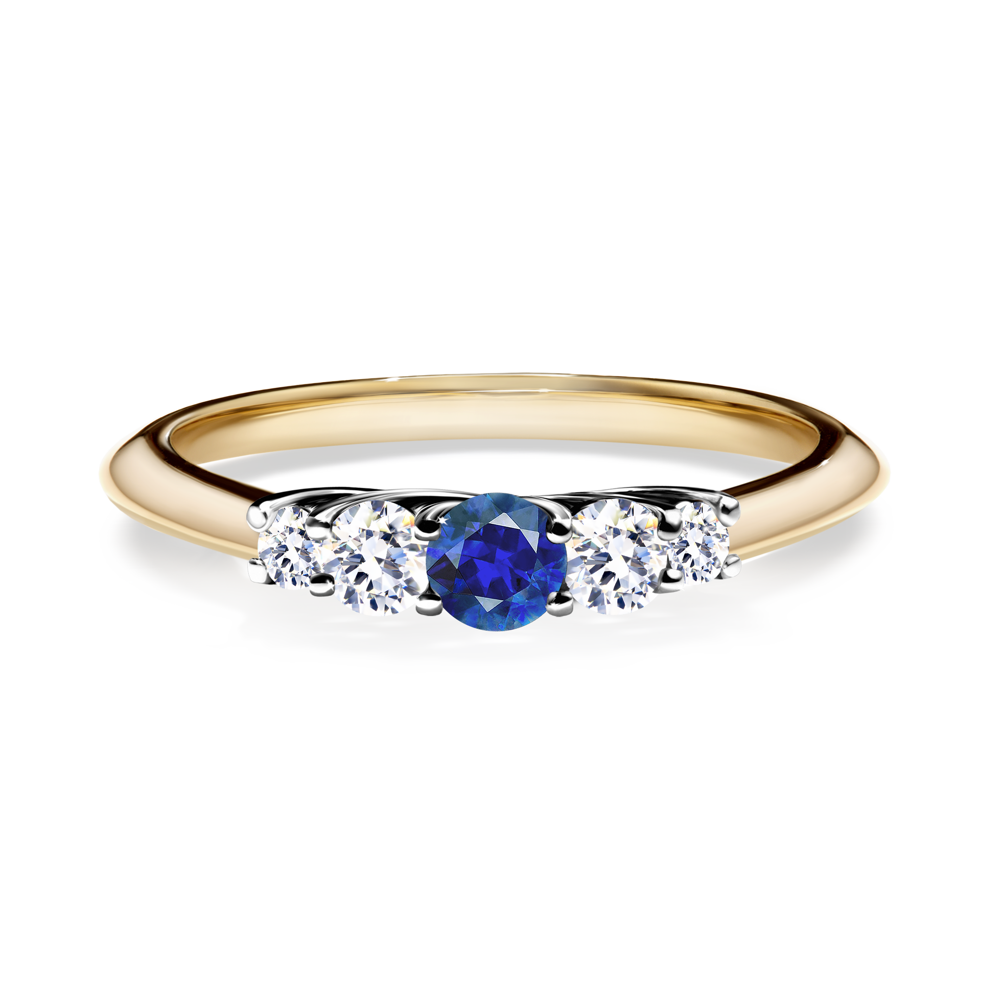 Pierścionek zaręczynowy My Darling z żółtego złota z szafirem niebieskim 0,22CT