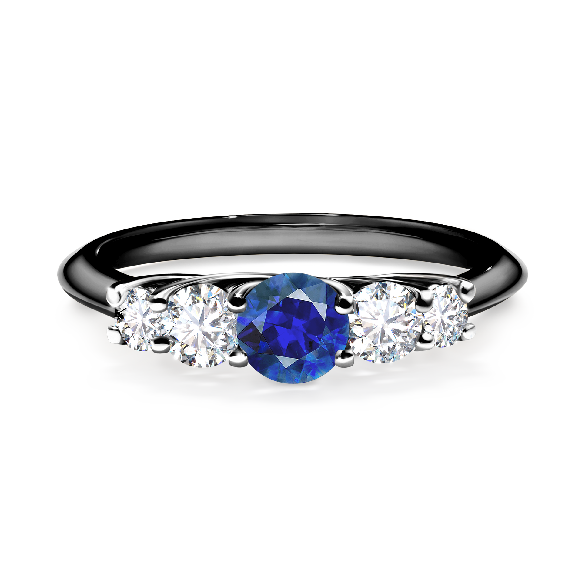 Pierścionek zaręczynowy My Darling z czarnego złota z szafirem niebieskim 0,53CT