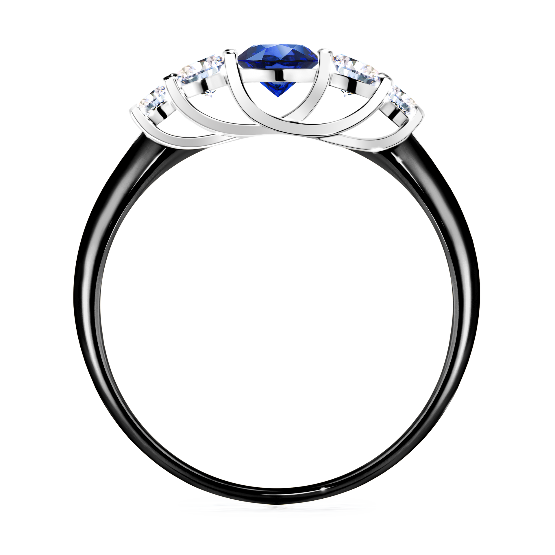 Pierścionek zaręczynowy My Darling z czarnego złota z szafirem niebieskim 0,53CT