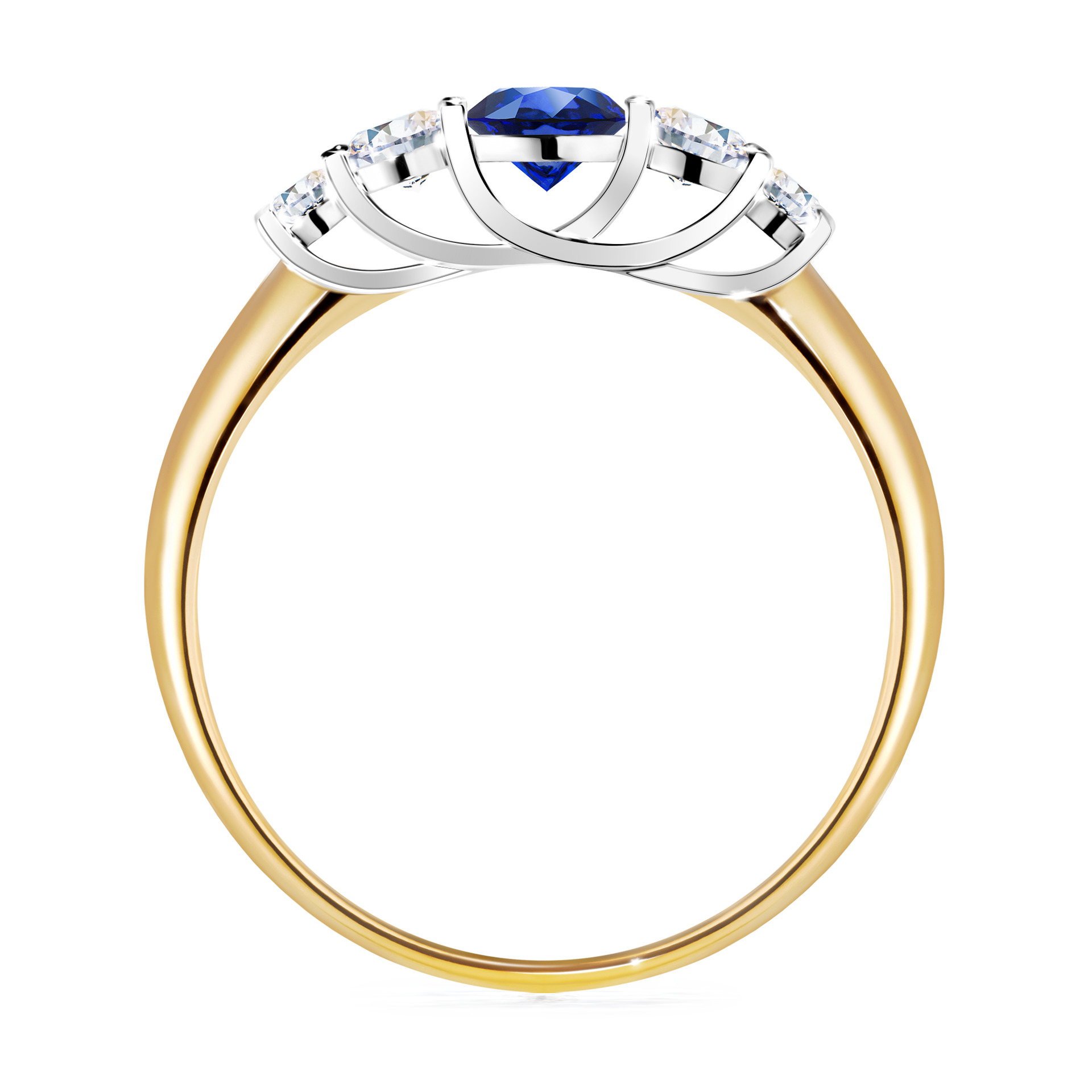 Pierścionek zaręczynowy My Darling z żółtego złota z szafirem niebieskim 0,53CT