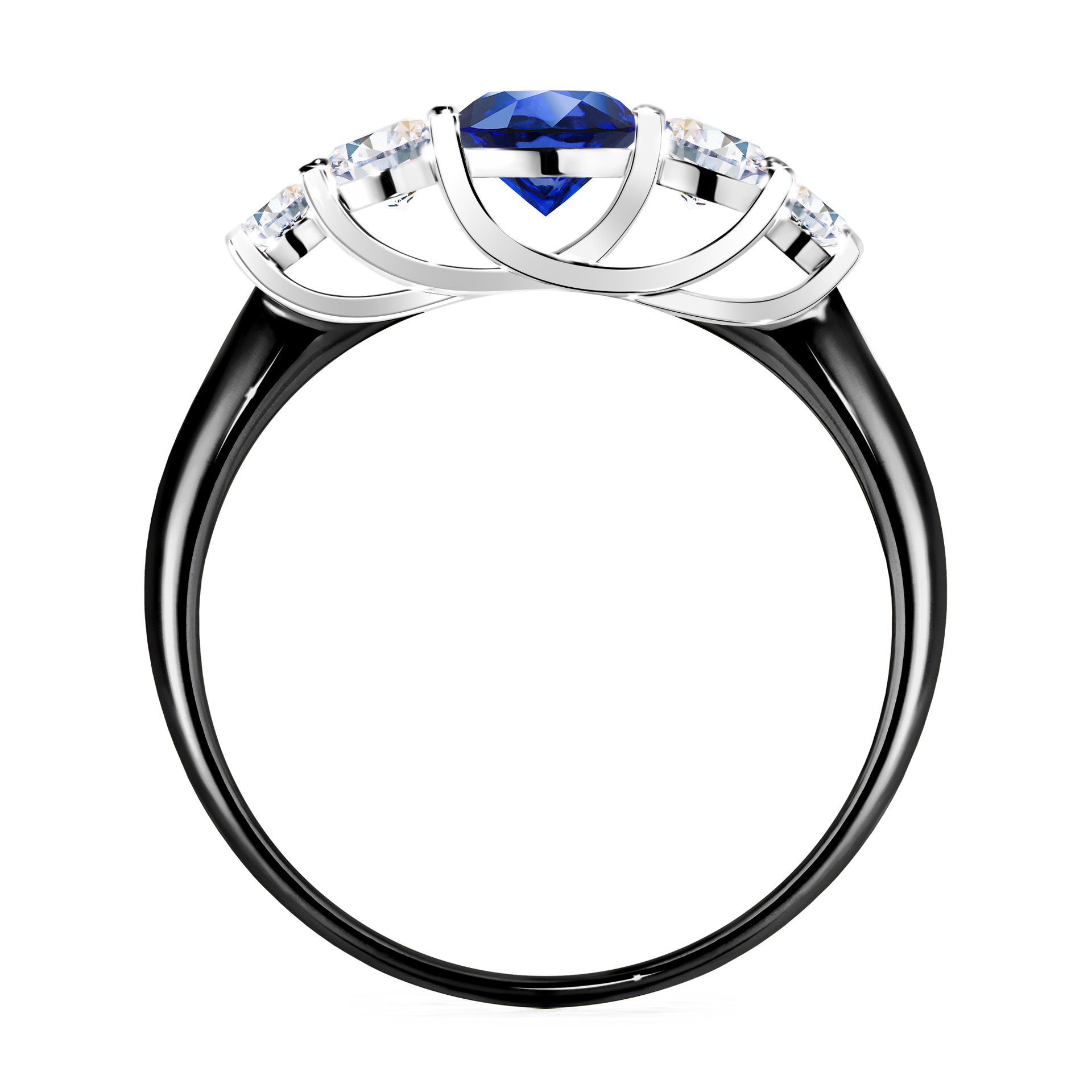 Pierścionek zaręczynowy My Darling z czarnego złota z szafirem niebieskim 0,96CT