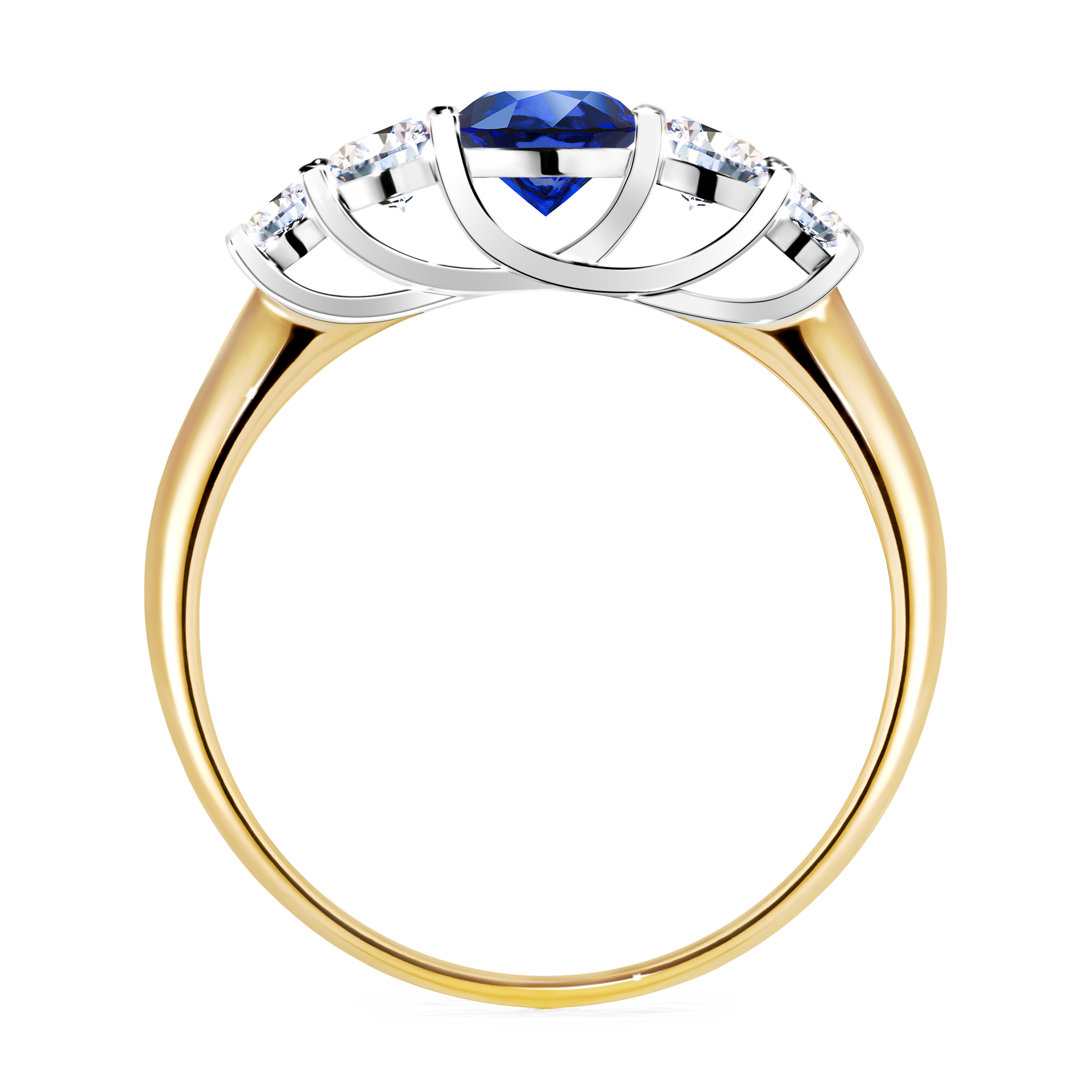 Pierścionek zaręczynowy My Darling z żółtego złota z szafirem niebieskim 0,96CT