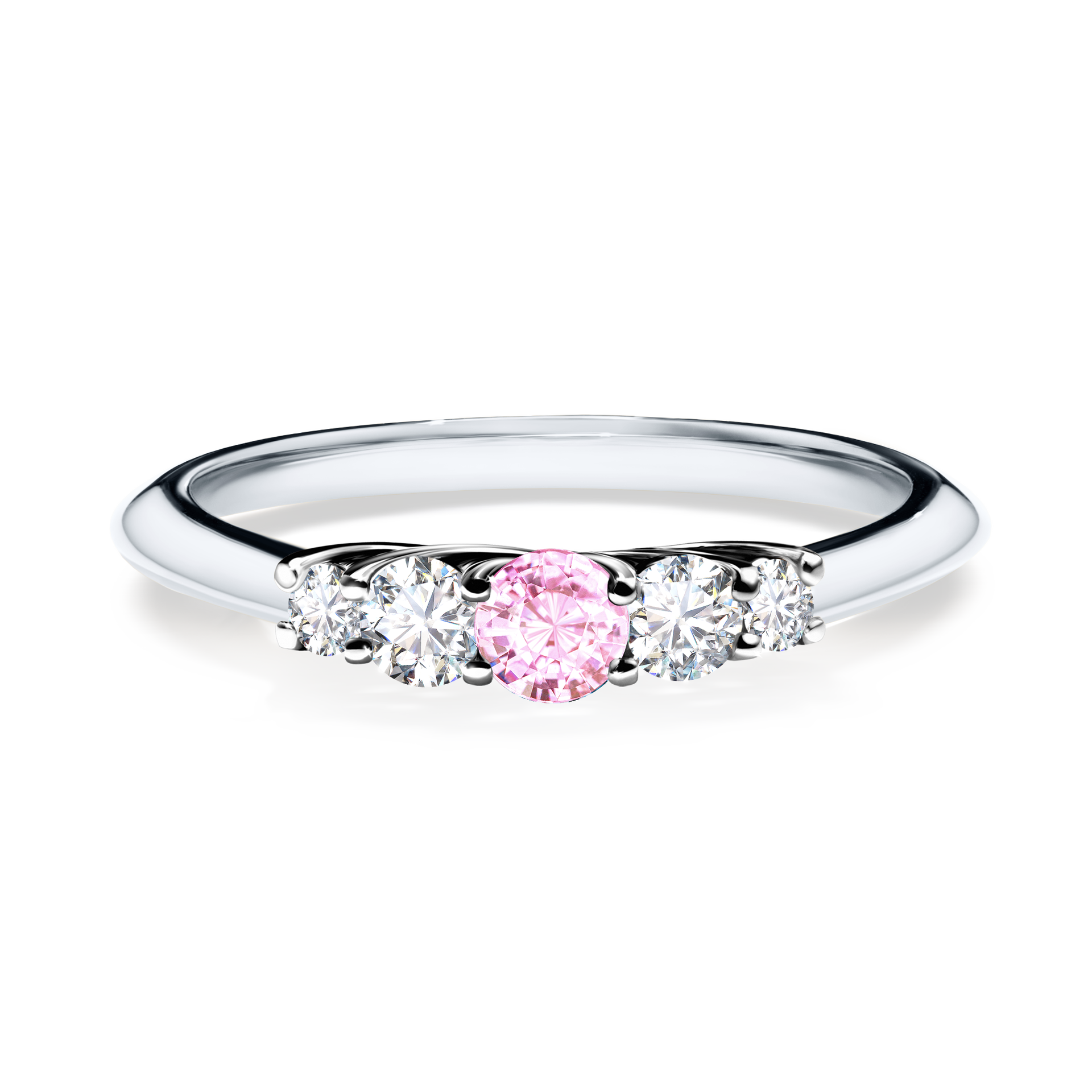 Pierścionek zaręczynowy My Darling z białego złota z szafirem różowym 0,22CT