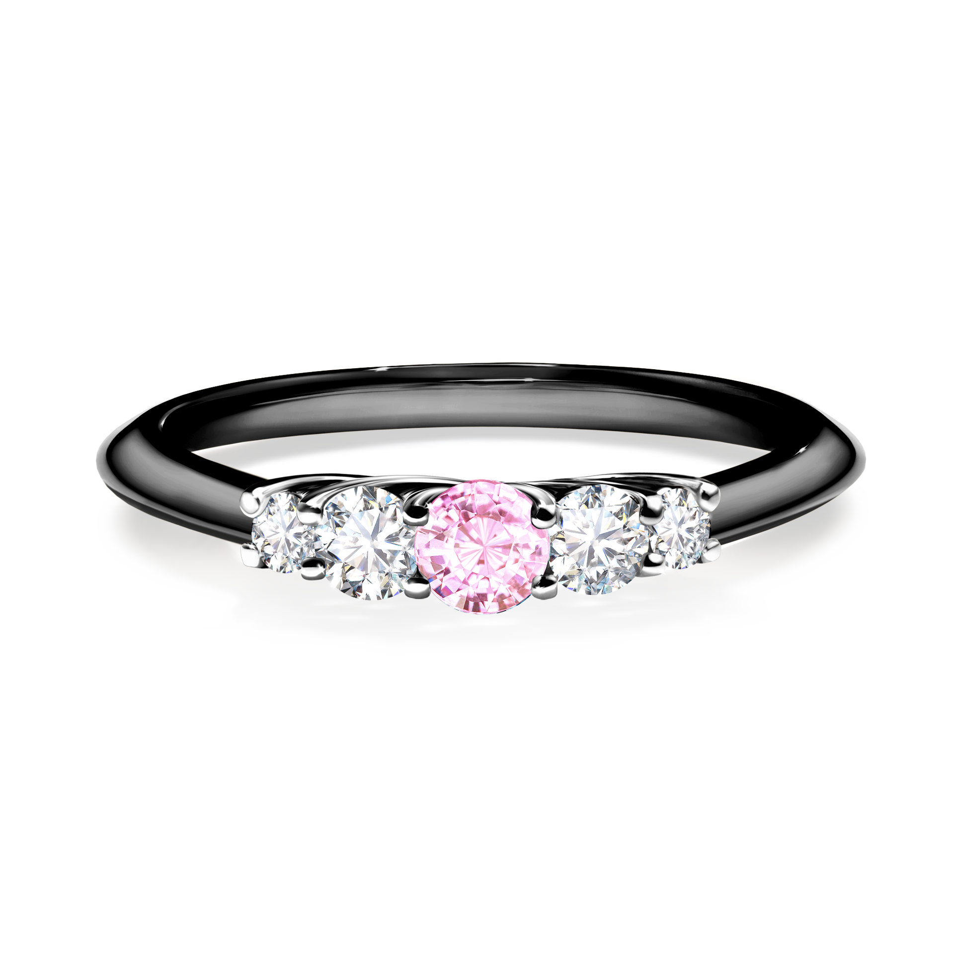 Pierścionek zaręczynowy My Darling z czarnego złota z szafirem różowym 0,22CT