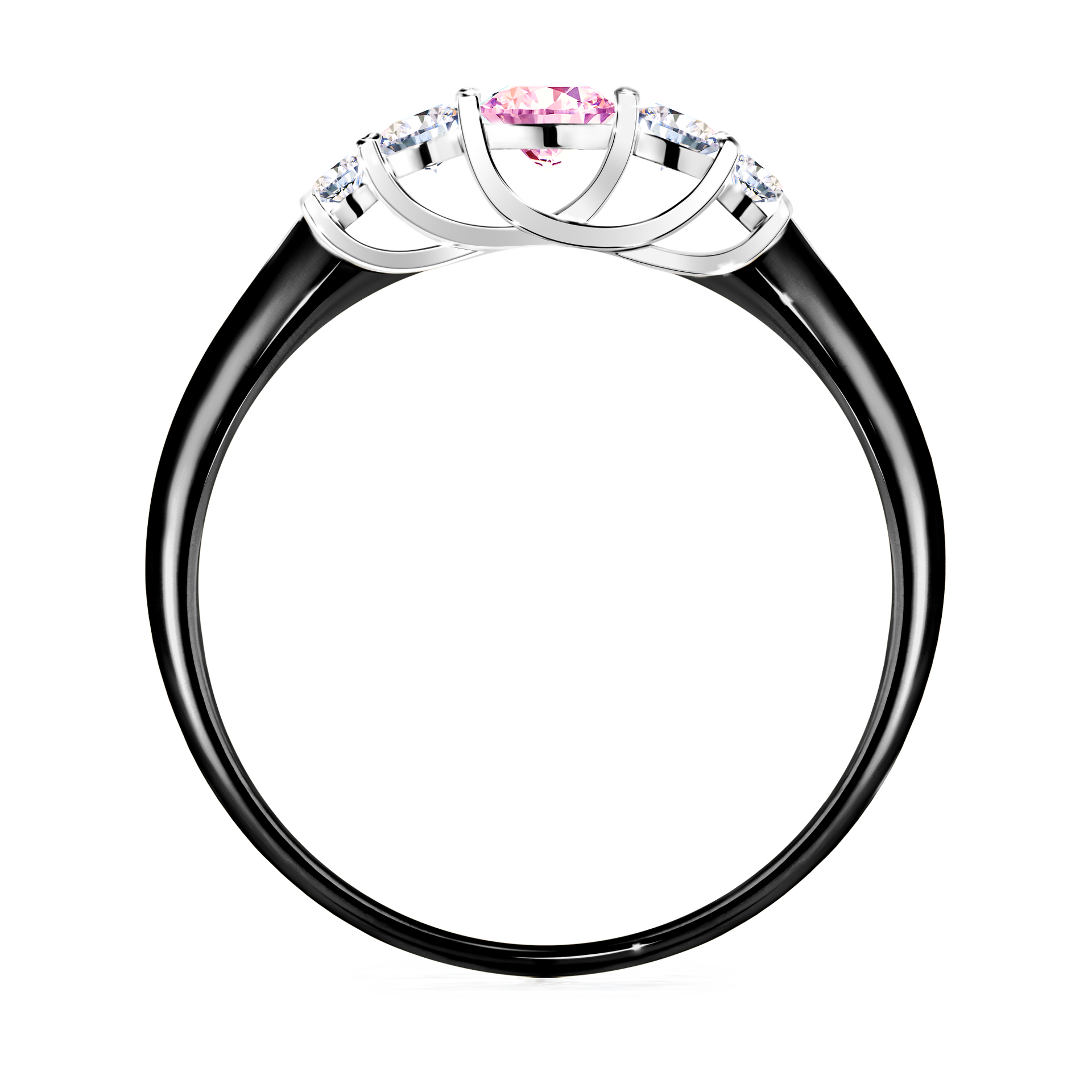 Pierścionek zaręczynowy My Darling z czarnego złota z szafirem różowym 0,22CT
