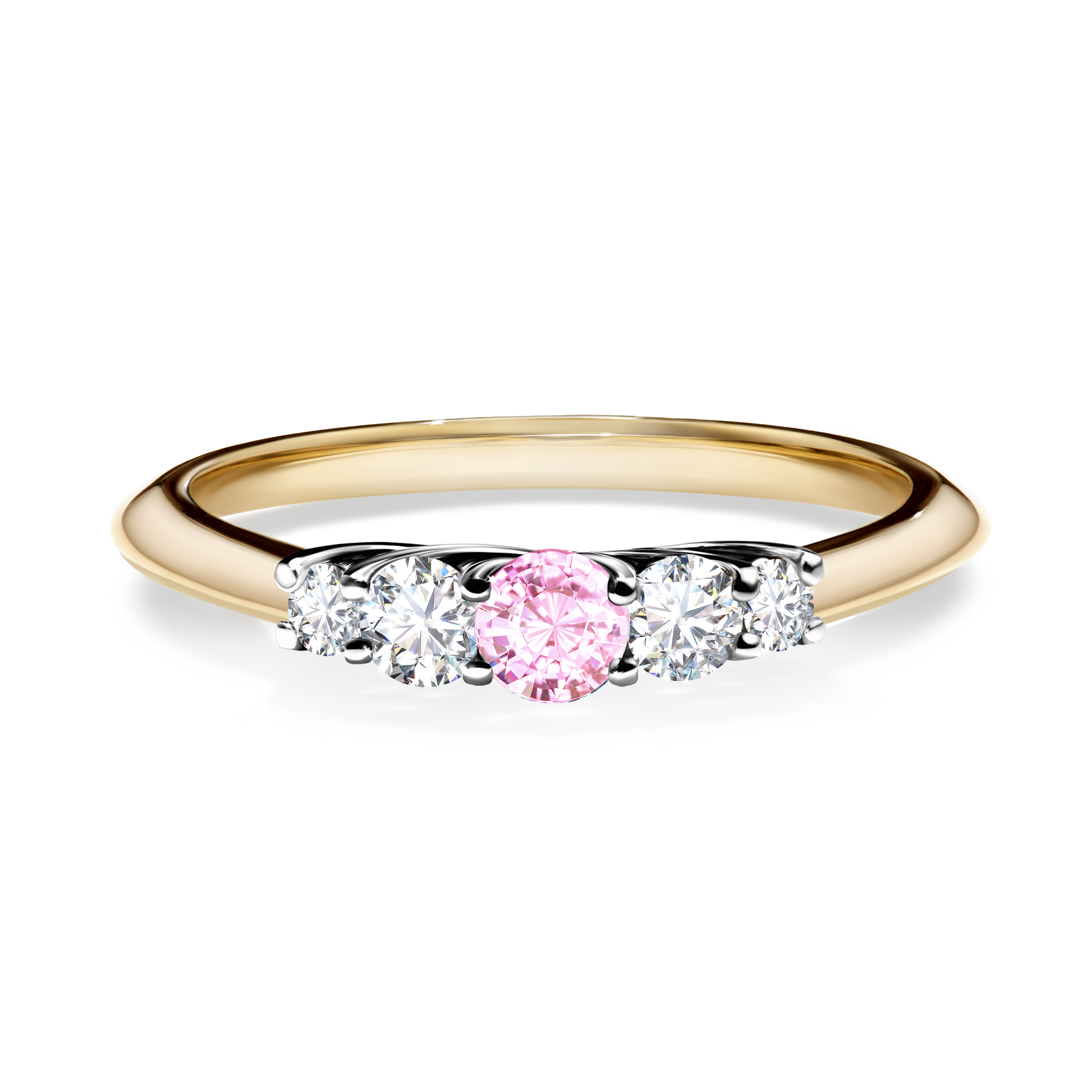 Pierścionek zaręczynowy My Darling z żółtego złota z szafirem różowym 0,22CT