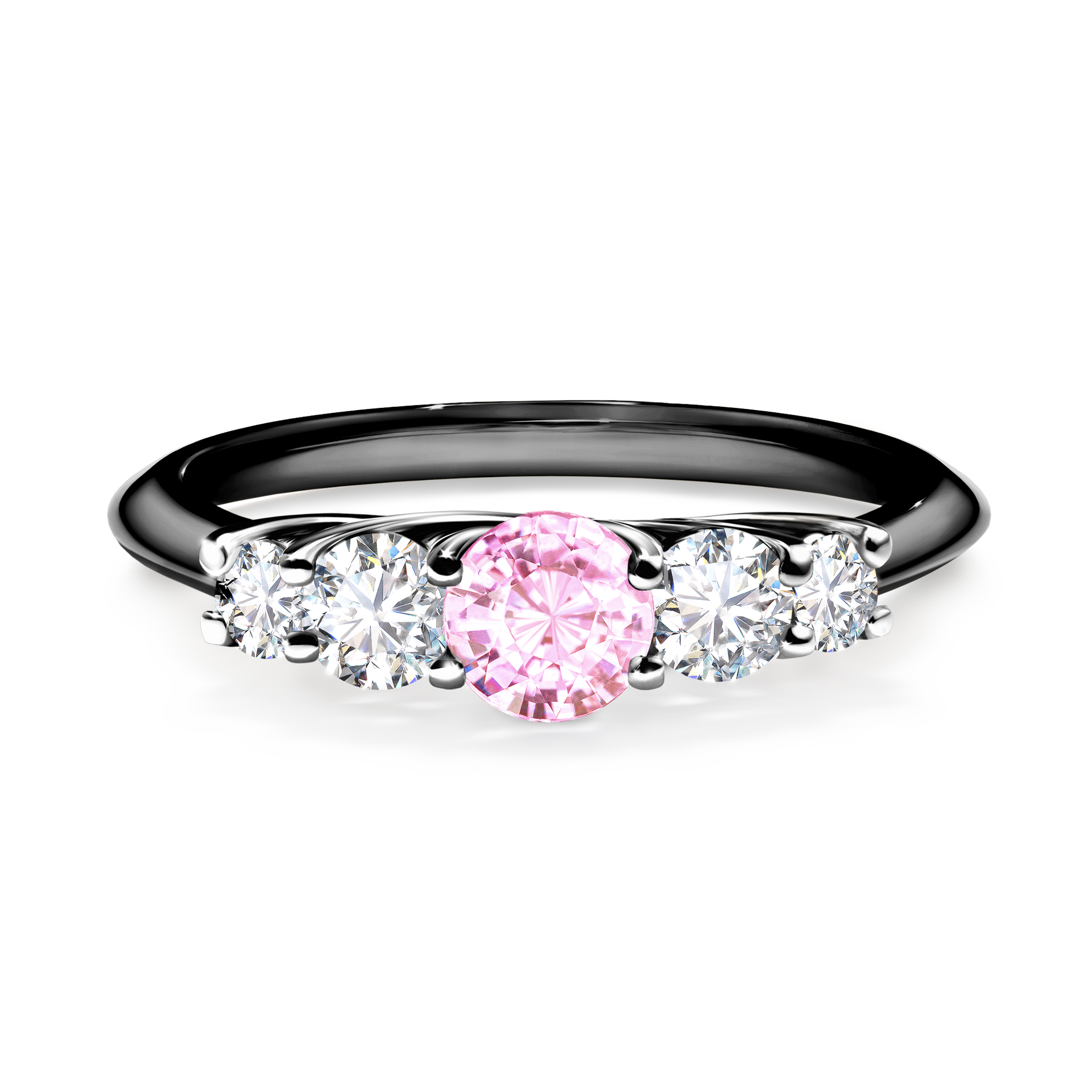 Pierścionek zaręczynowy My Darling z czarnego złota z szafirem różowym 0,53CT