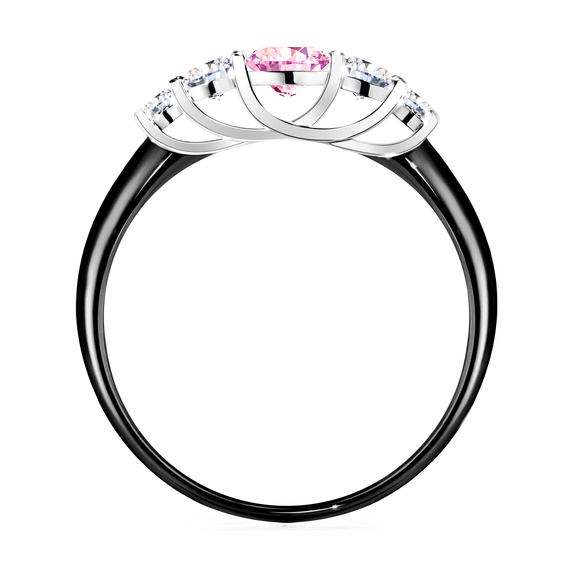 Pierścionek zaręczynowy My Darling z czarnego złota z szafirem różowym 0,53CT