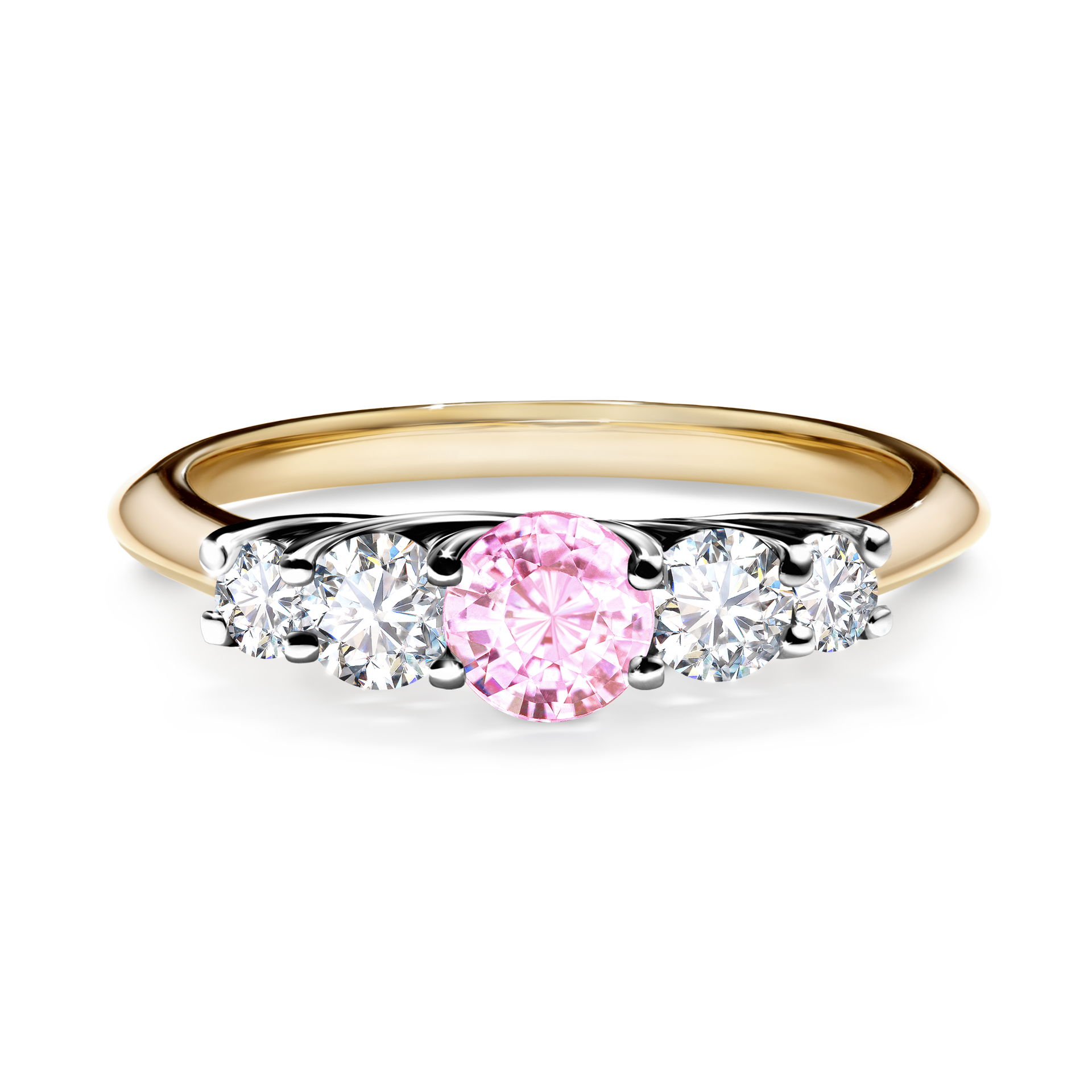 Pierścionek zaręczynowy My Darling z żółtego złota z szafirem różowym 0,53CT