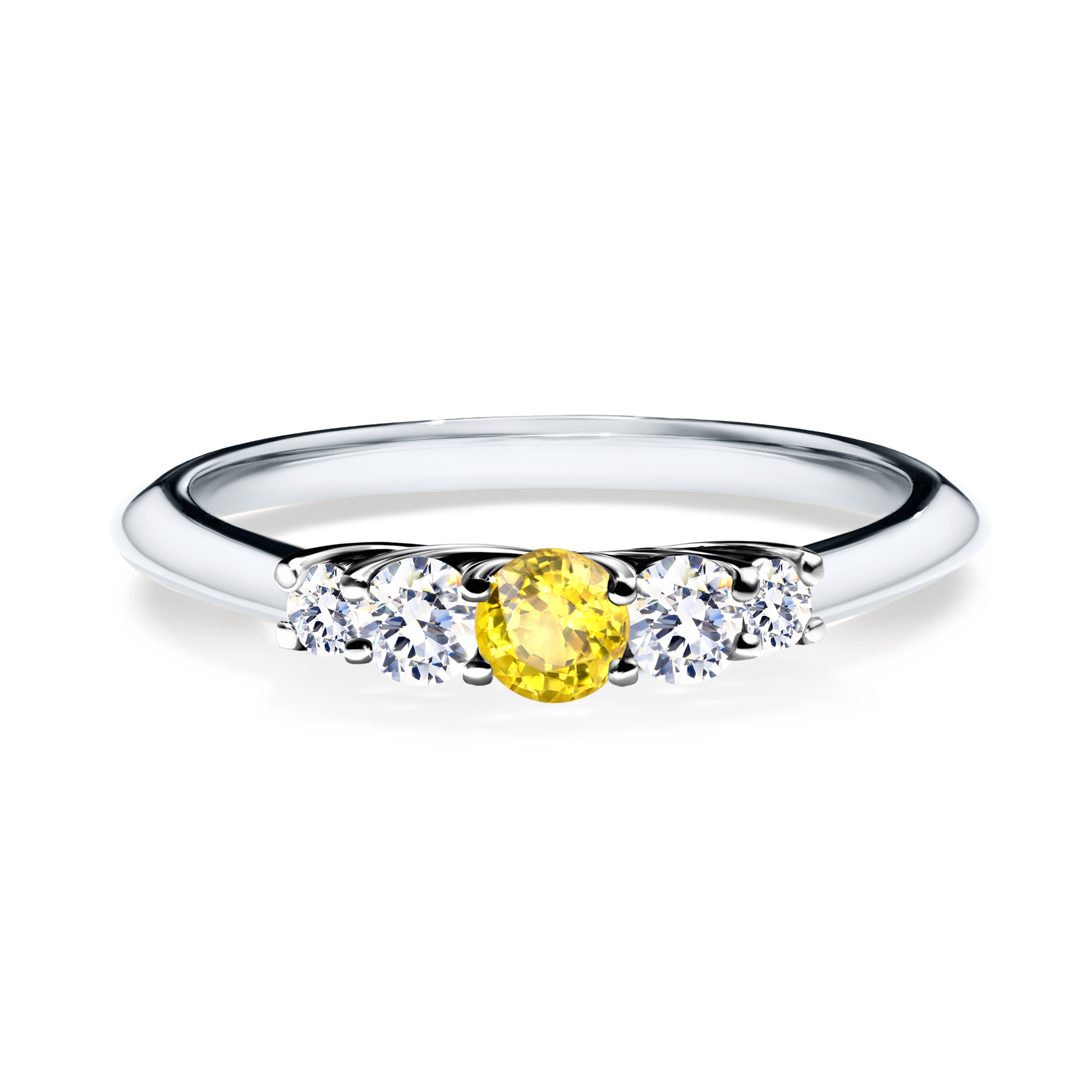 Pierścionek zaręczynowy My Darling z białego złota z szafirem żółtym 0,22CT