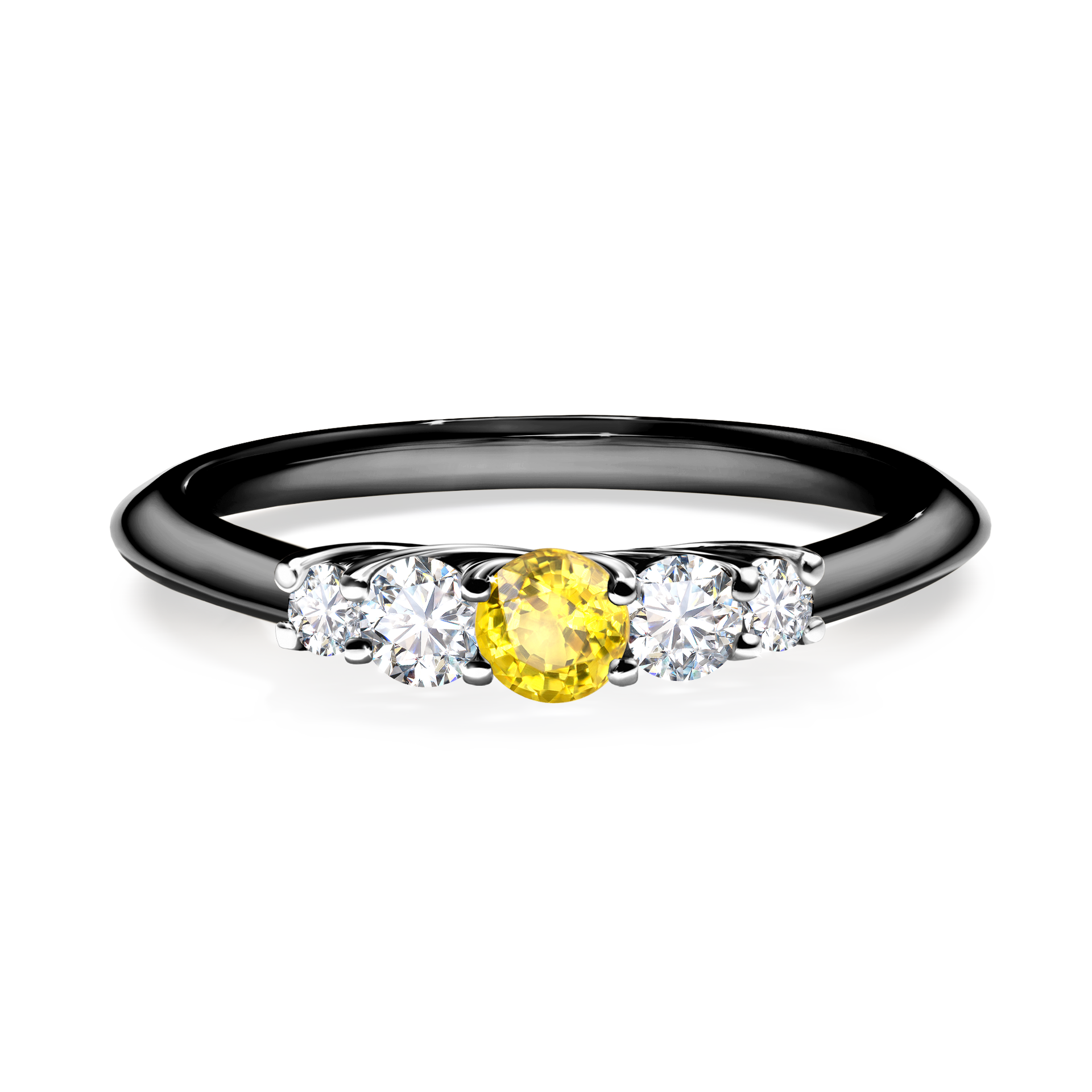 Pierścionek zaręczynowy My Darling z czarnego złota z szafirem żółtym 0,22CT