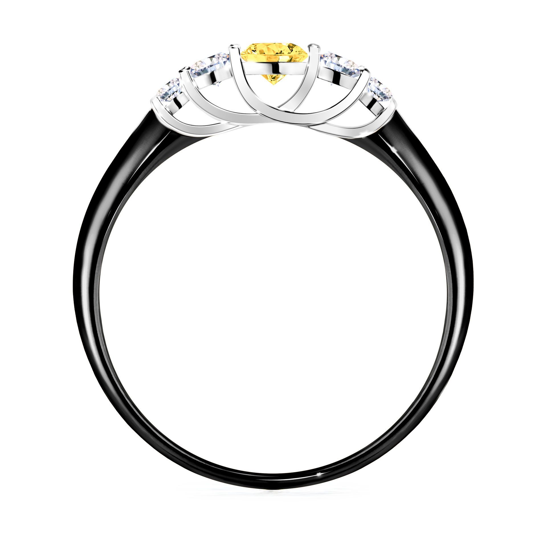 Pierścionek zaręczynowy My Darling z czarnego złota z szafirem żółtym 0,22CT