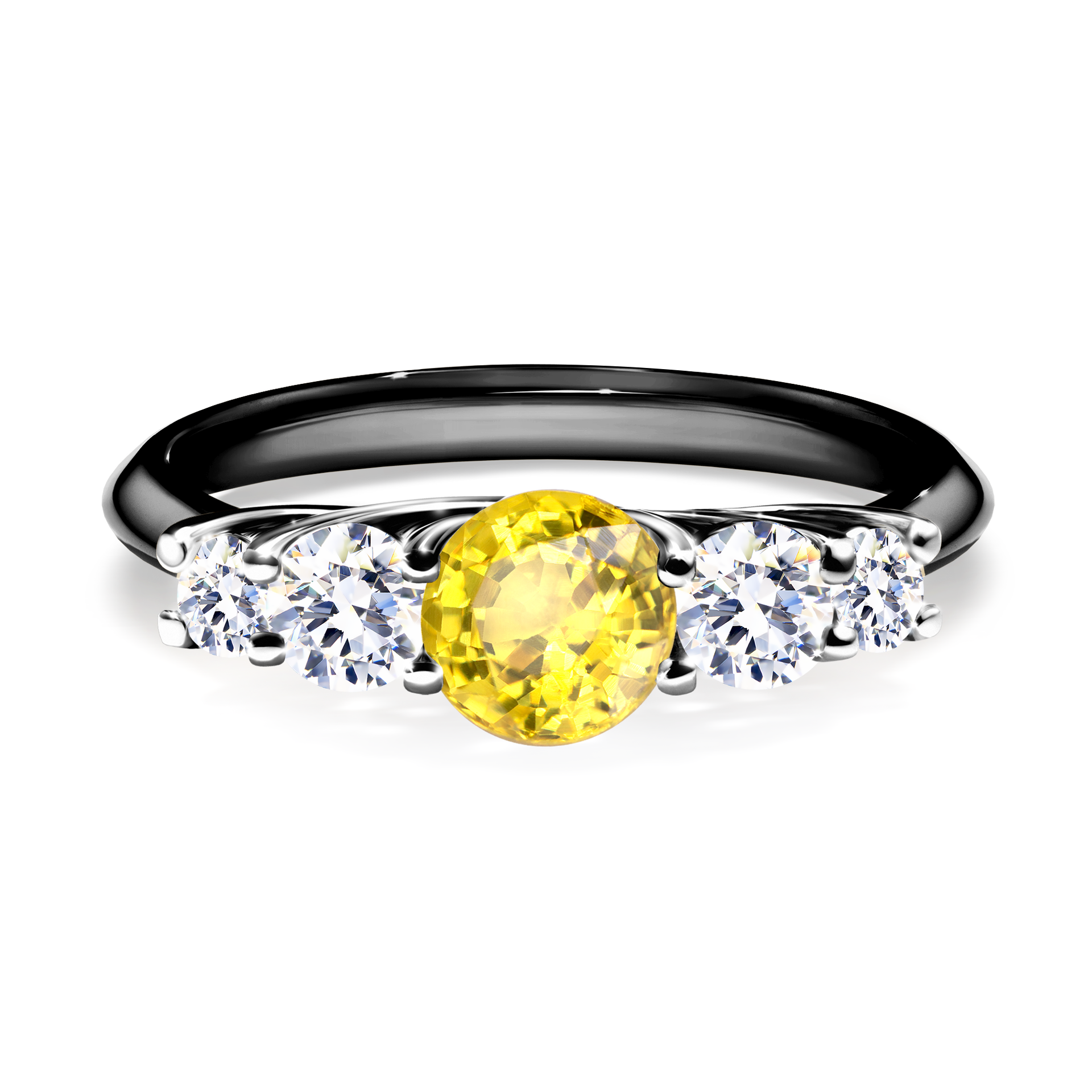 Pierścionek zaręczynowy My Darling z czarnego złota z szafirem żółtym 0,96CT