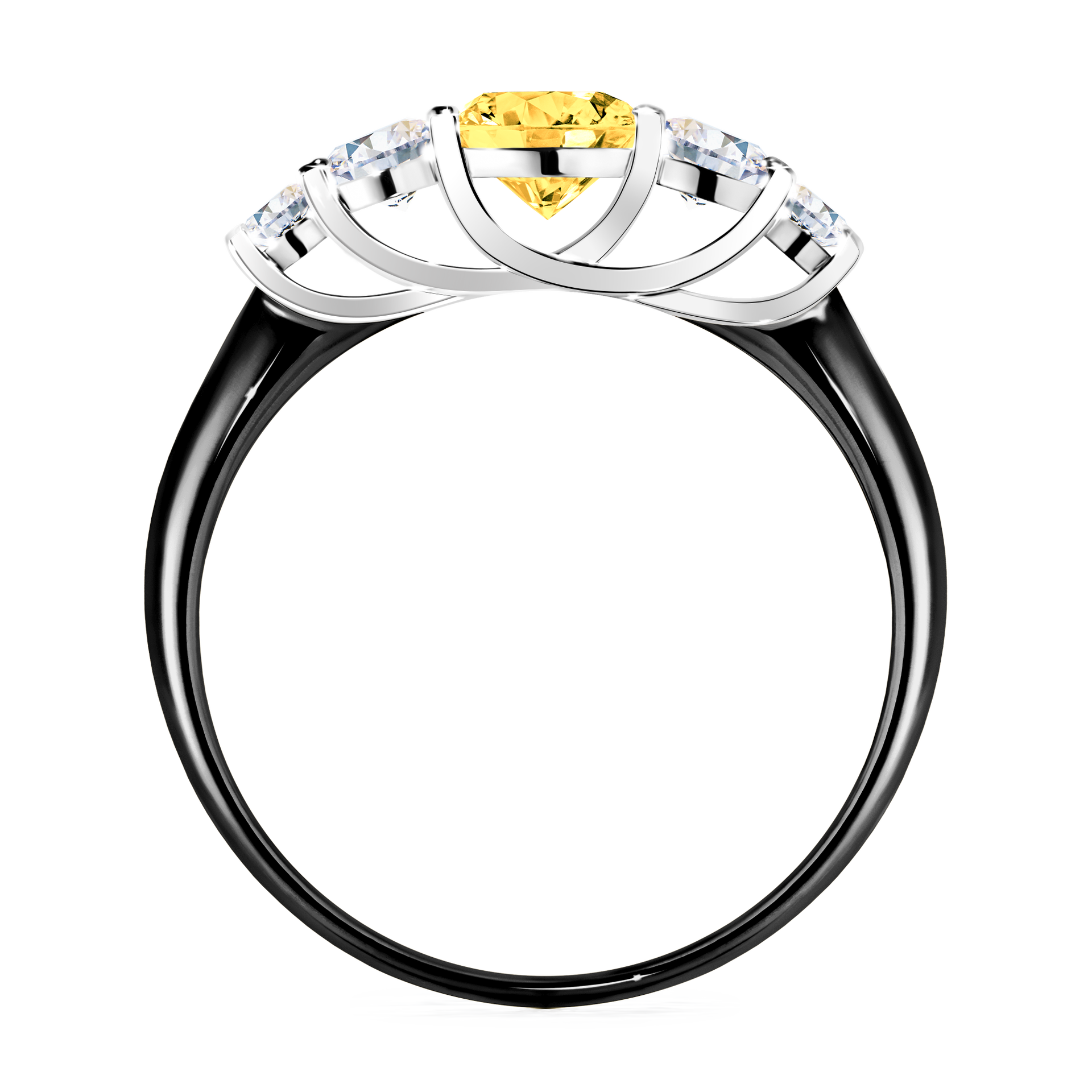 Pierścionek zaręczynowy My Darling z czarnego złota z szafirem żółtym 0,96CT