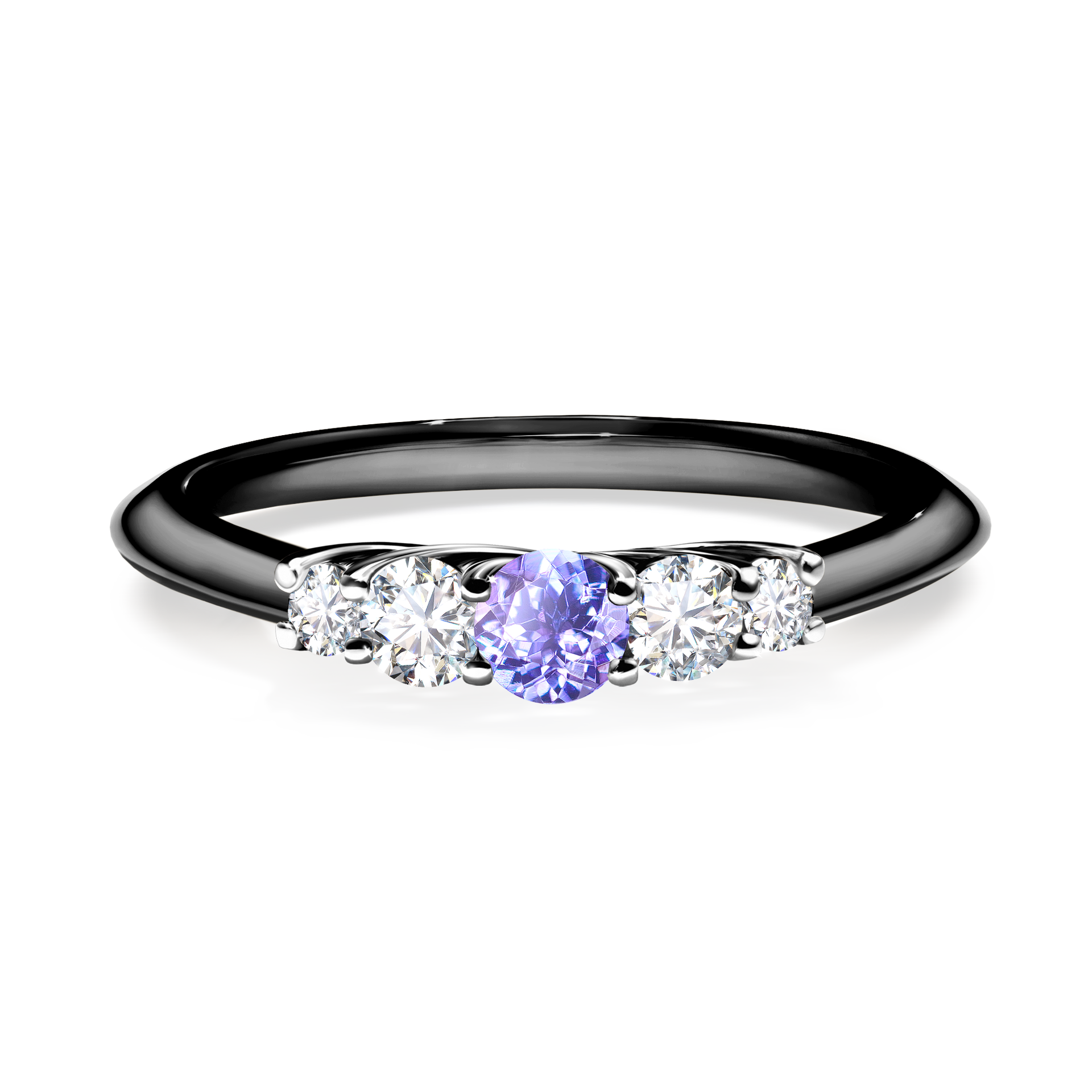 Pierścionek zaręczynowy My Darling z czarnego złota z tanzanitem 0,22CT