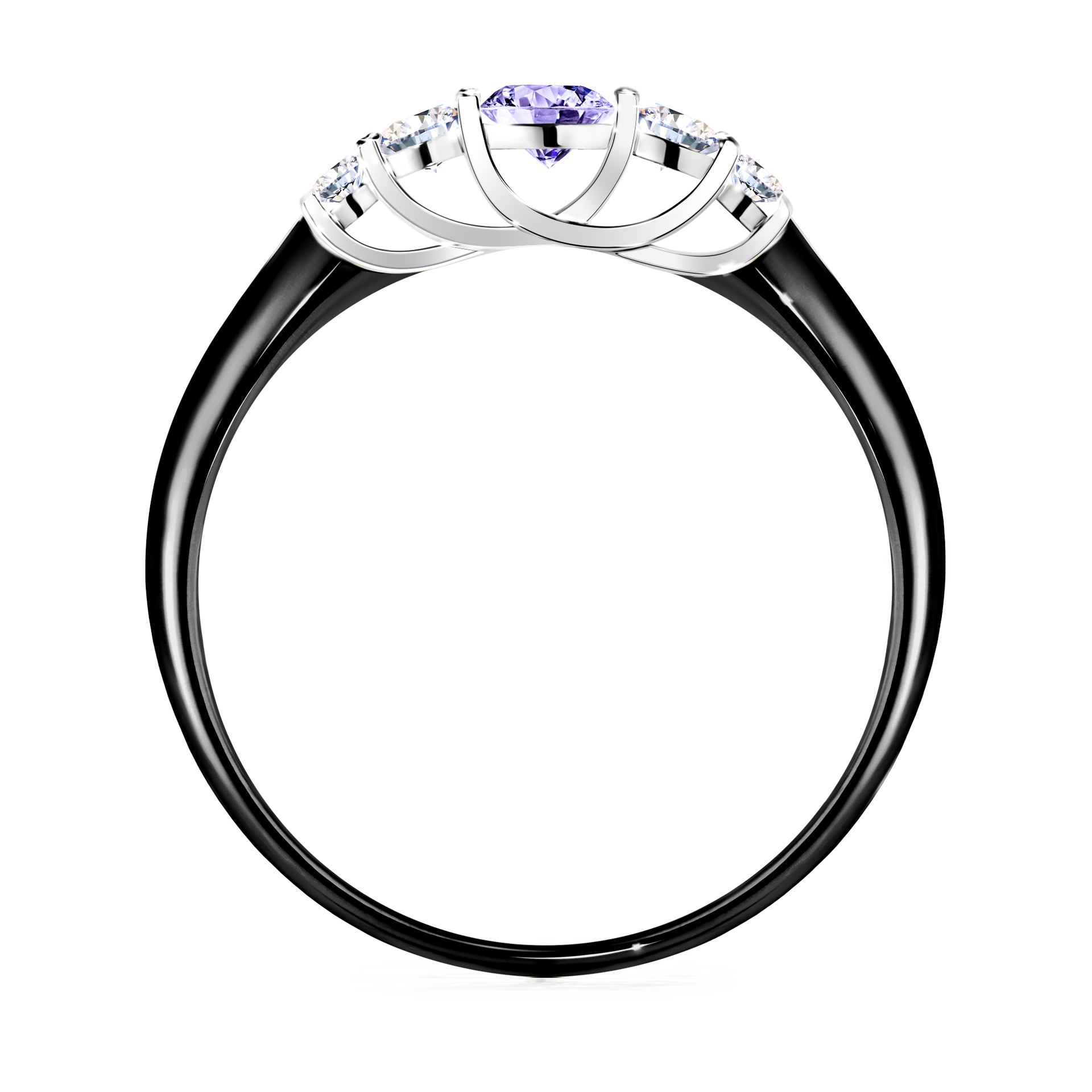 Pierścionek zaręczynowy My Darling z czarnego złota z tanzanitem 0,22CT