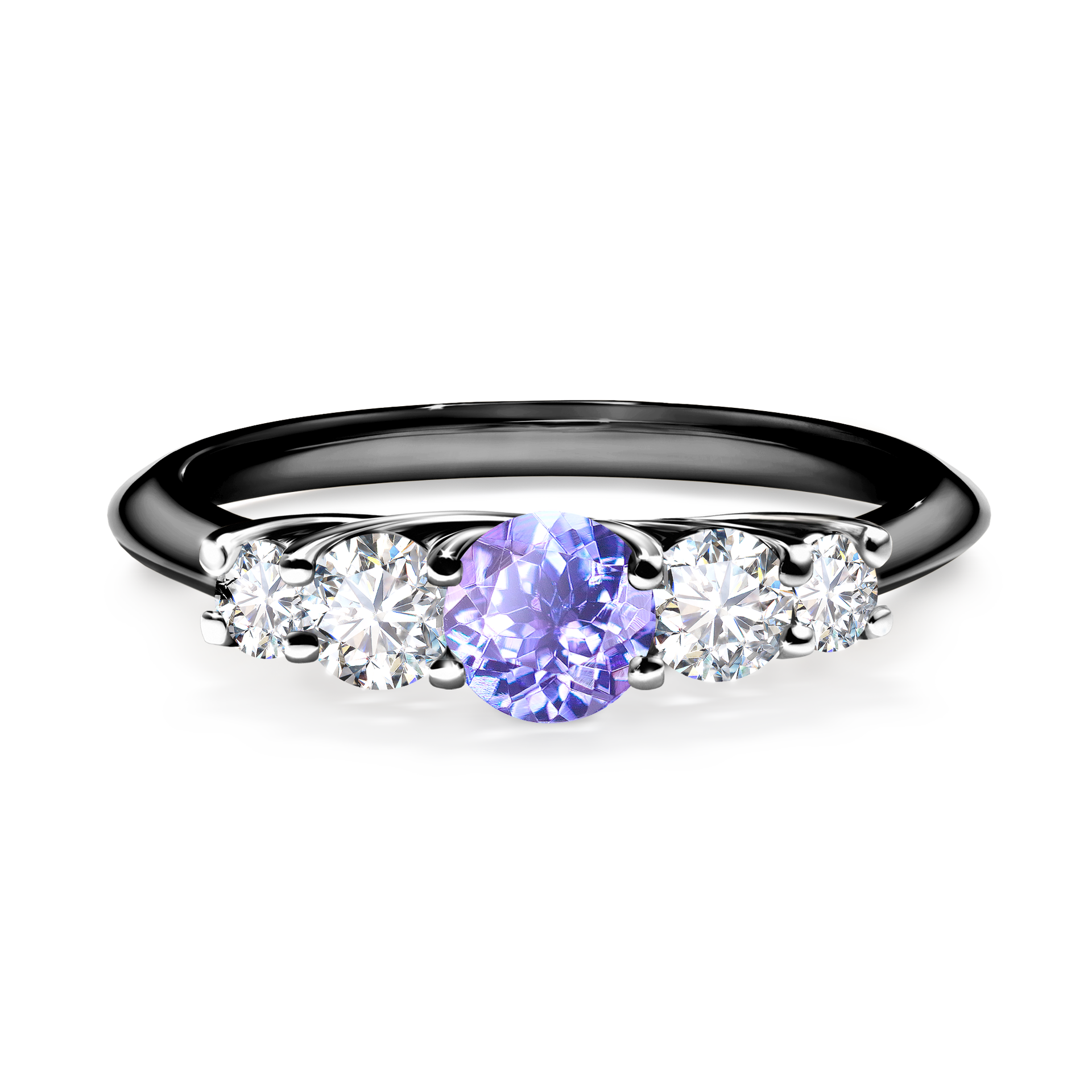 Pierścionek zaręczynowy My Darling z czarnego złota z tanzanitem 0,53CT