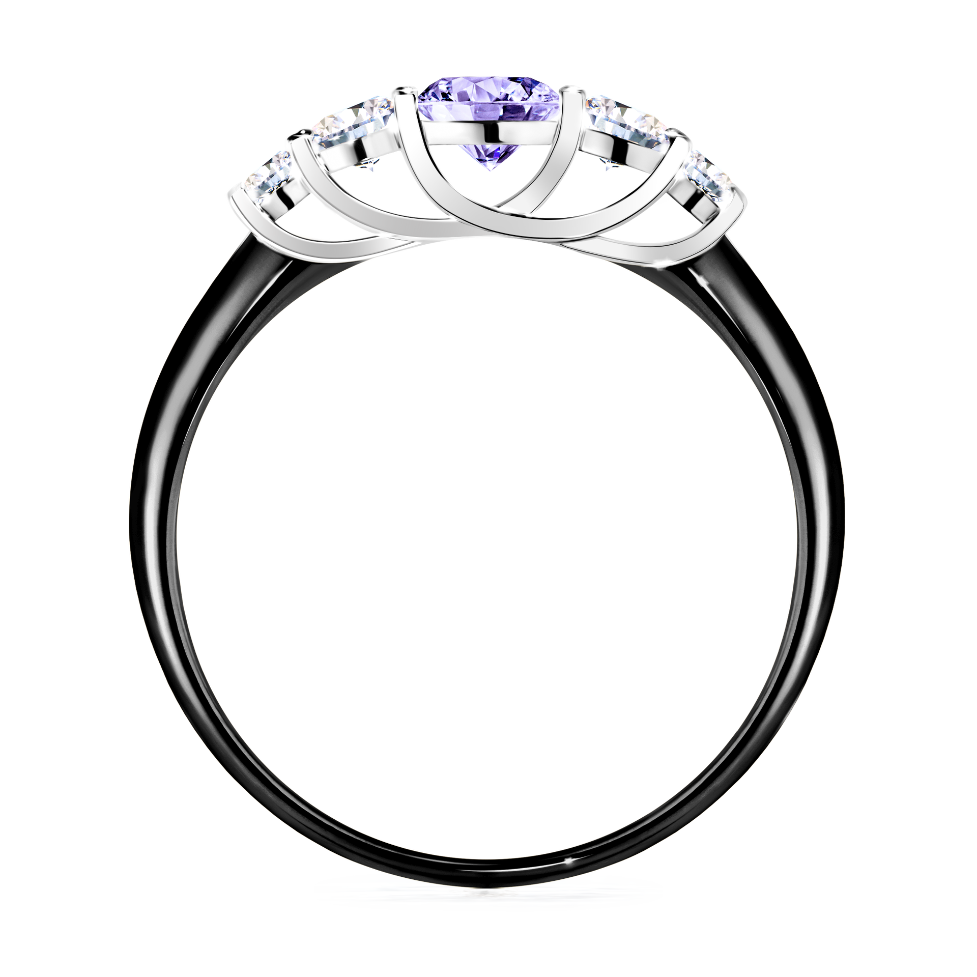 Pierścionek zaręczynowy My Darling z czarnego złota z tanzanitem 0,53CT