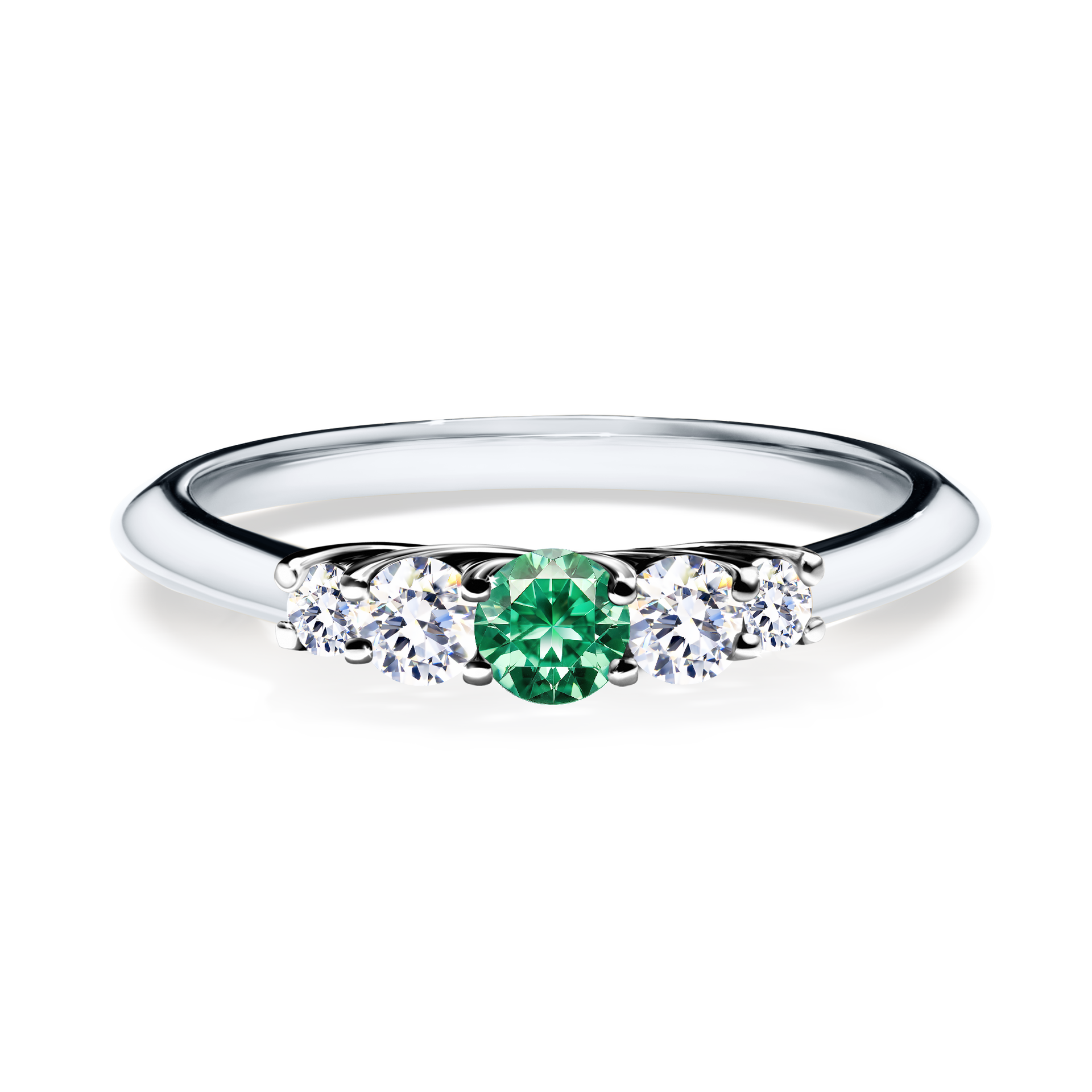 Pierścionek zaręczynowy My Darling z białego złota ze szmaragdem 0,22CT