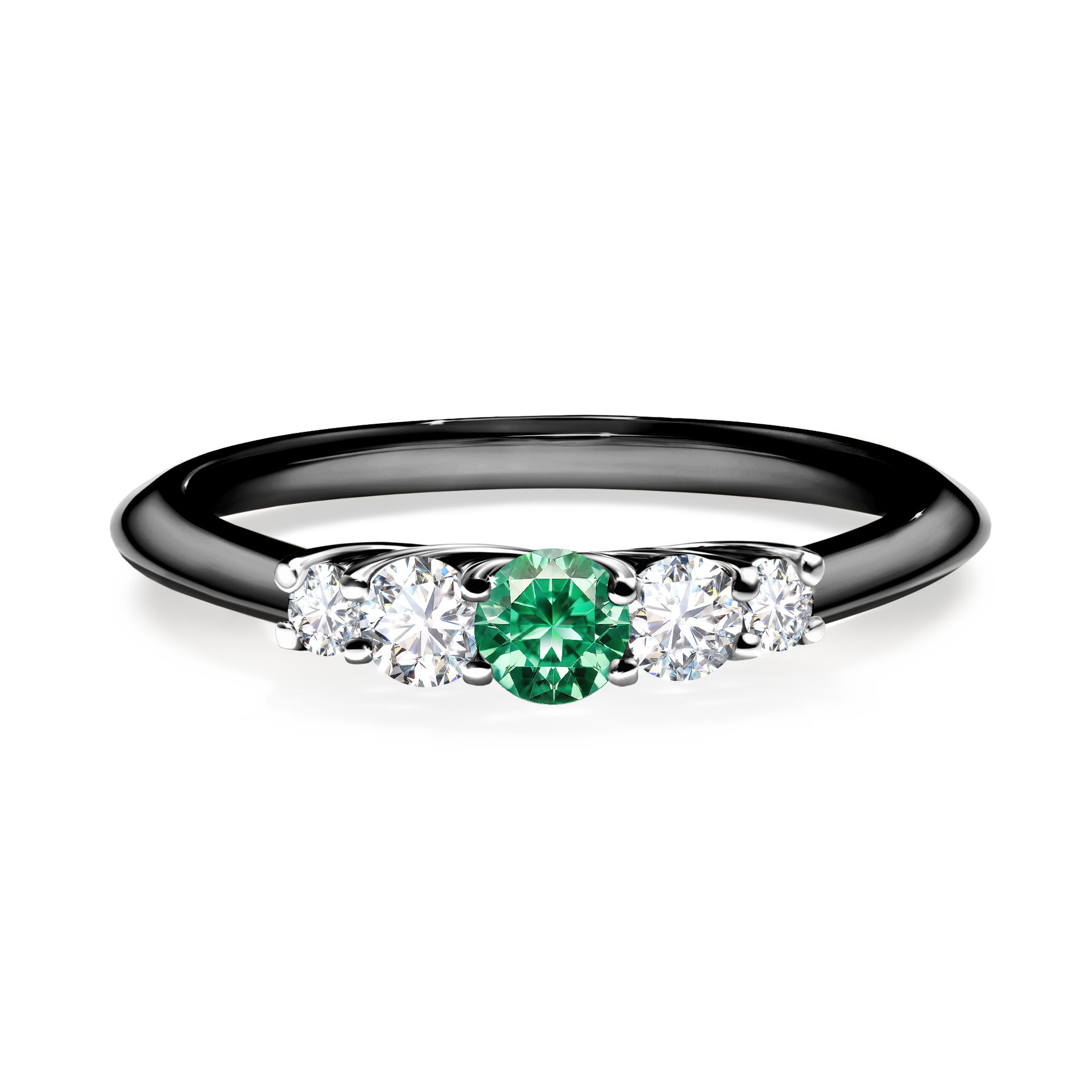 Pierścionek zaręczynowy My Darling z czarnego złota ze szmaragdem 0,22CT