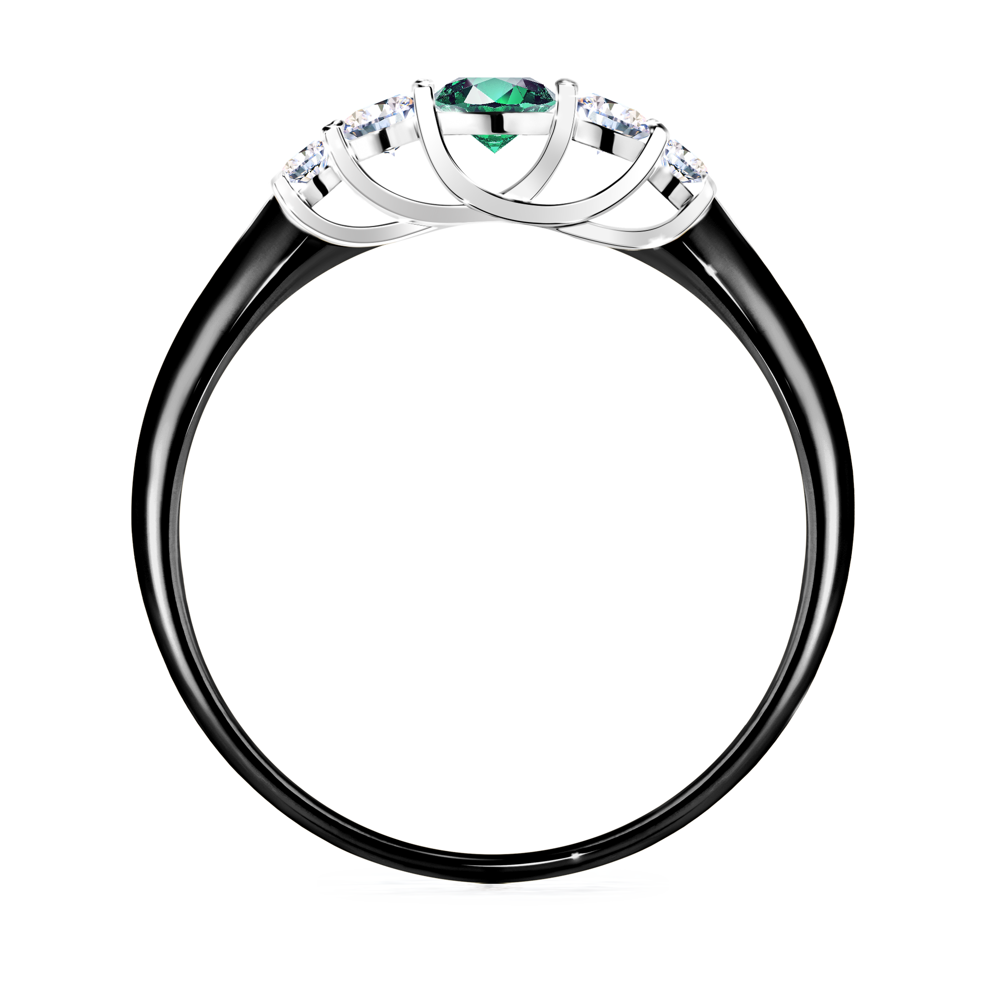 Pierścionek zaręczynowy My Darling z czarnego złota ze szmaragdem 0,22CT