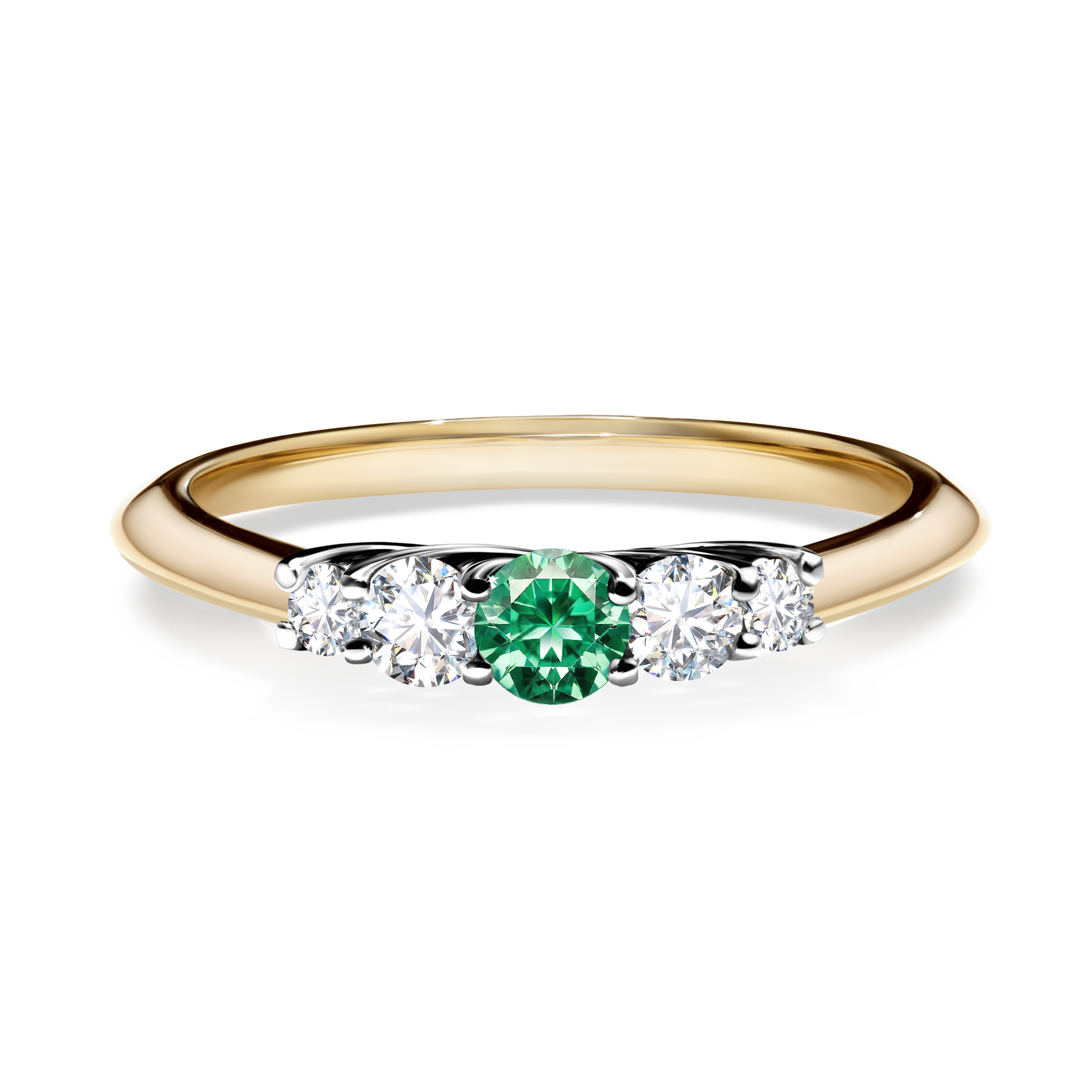 Pierścionek zaręczynowy My Darling z żółtego złota ze szmaragdem 0,22CT