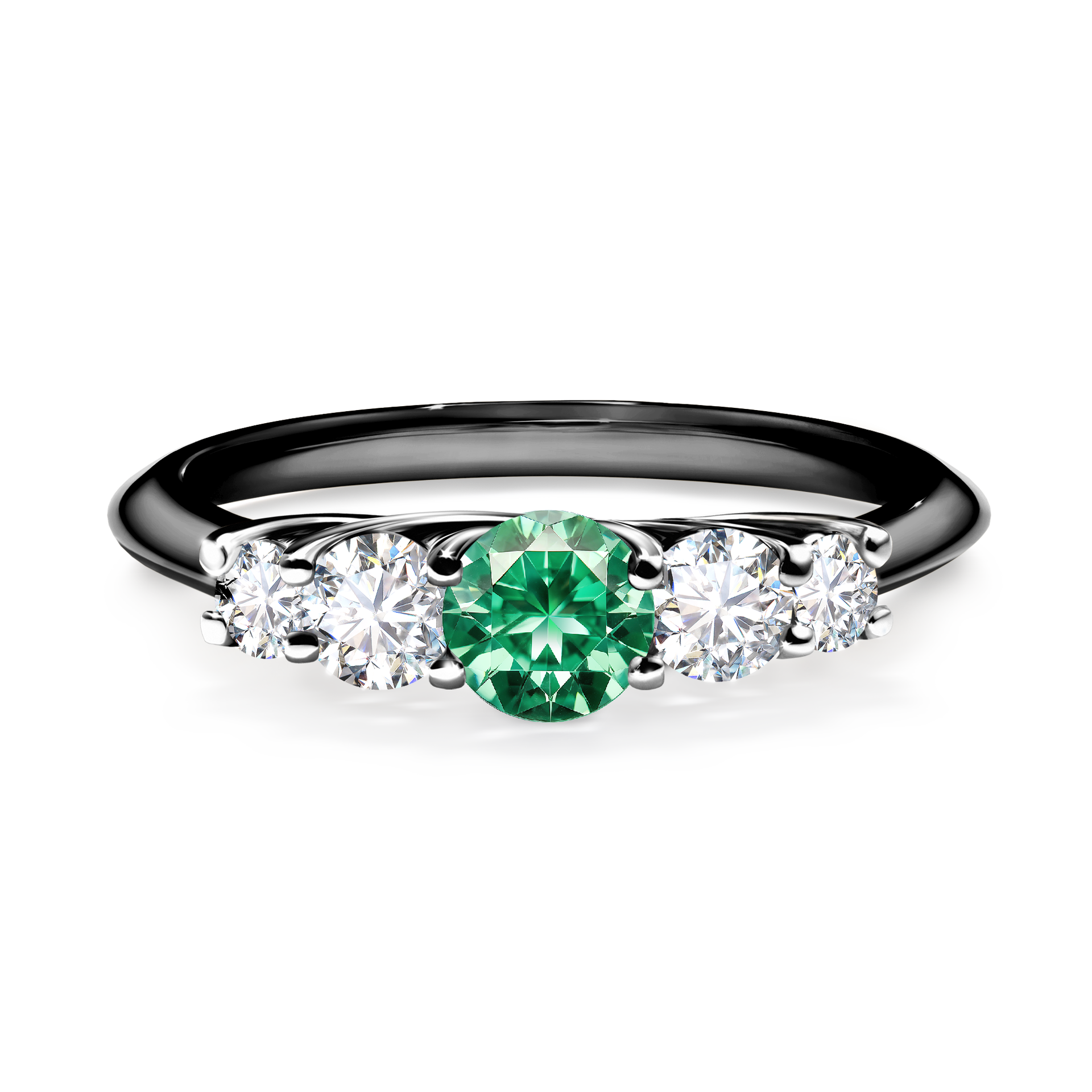 Pierścionek zaręczynowy My Darling z czarnego złota ze szmaragdem 0,53CT