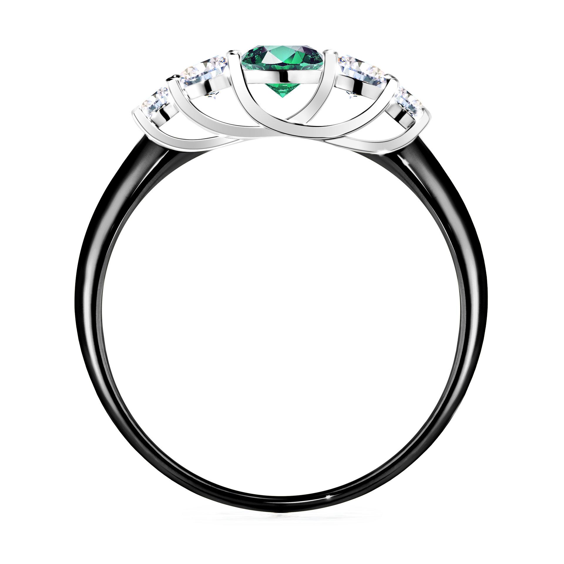 Pierścionek zaręczynowy My Darling z czarnego złota ze szmaragdem 0,53CT