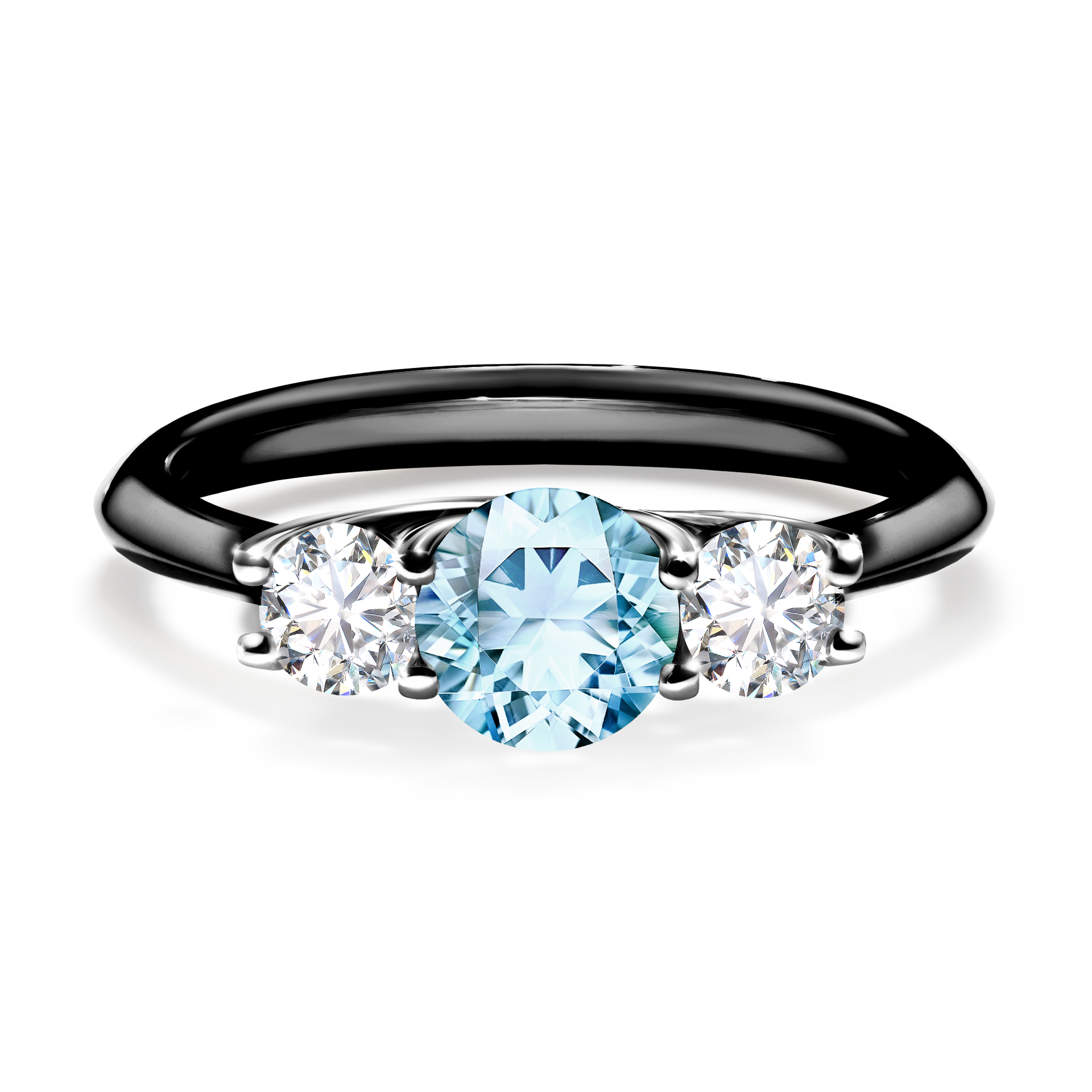 Pierścionek zaręczynowy My Honey z czarnego złota z akwamarynem 0,84CT