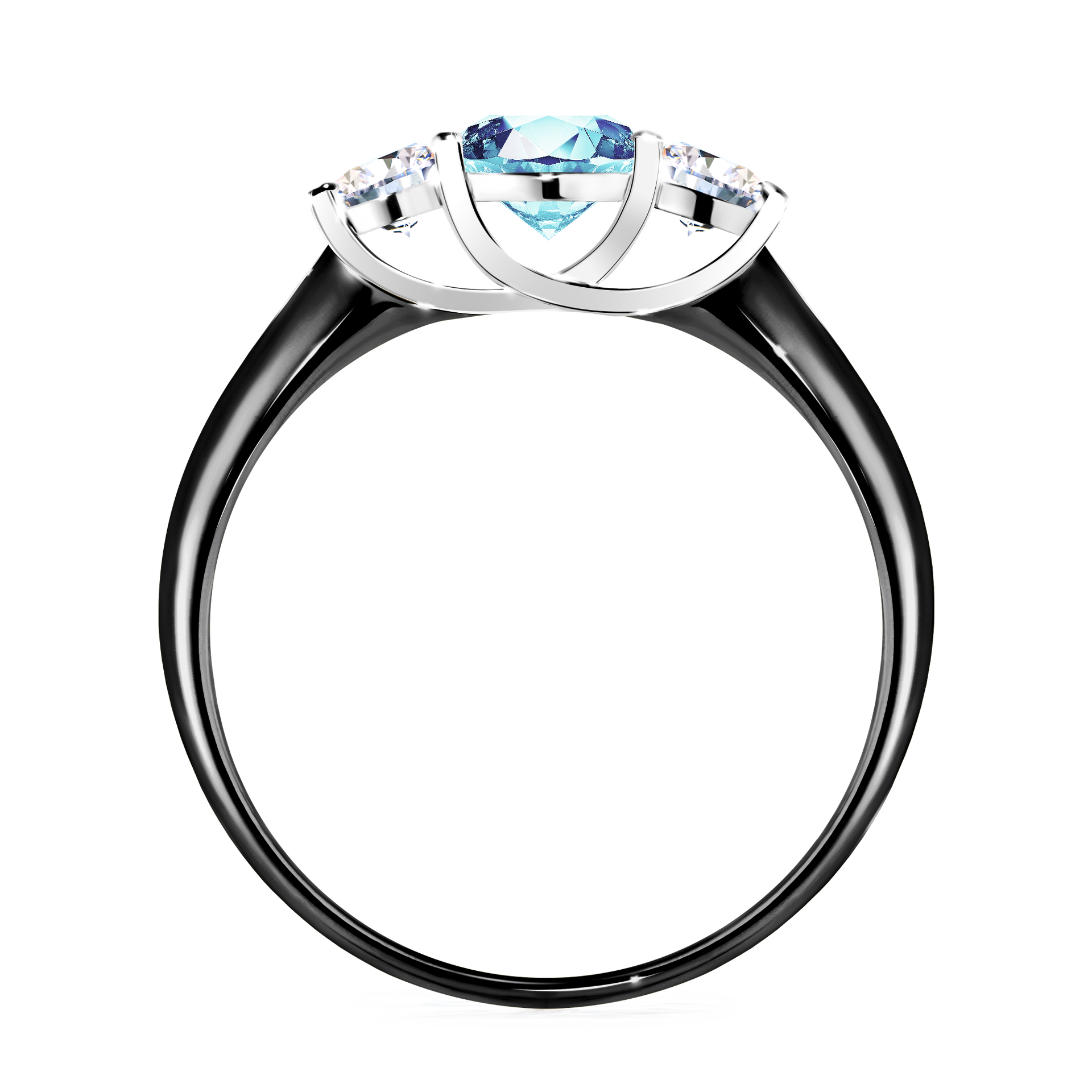 Pierścionek zaręczynowy My Honey z czarnego złota z akwamarynem 0,84CT