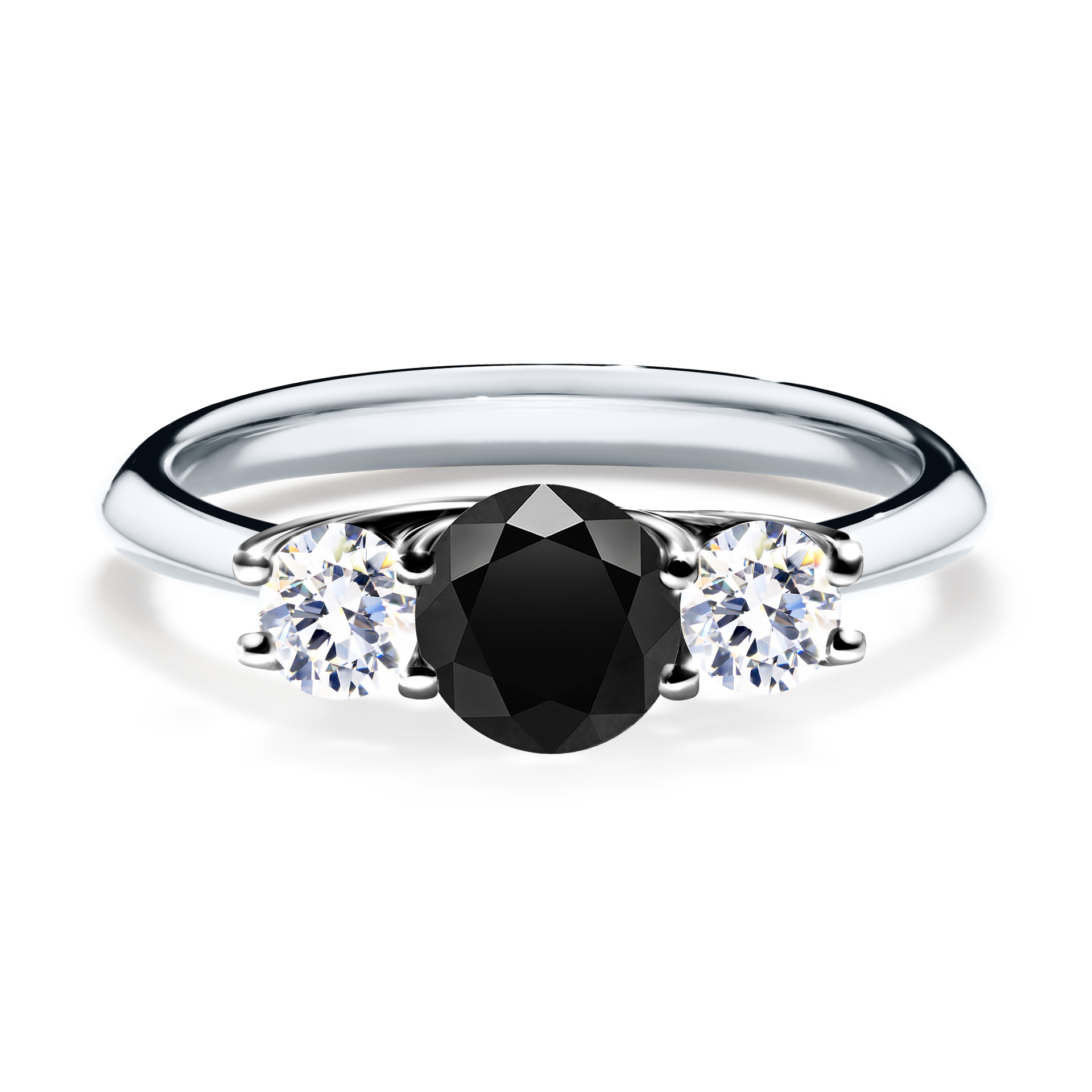 Pierścionek zaręczynowy My Honey z białego złota z czarnym diamentem 0,84CT