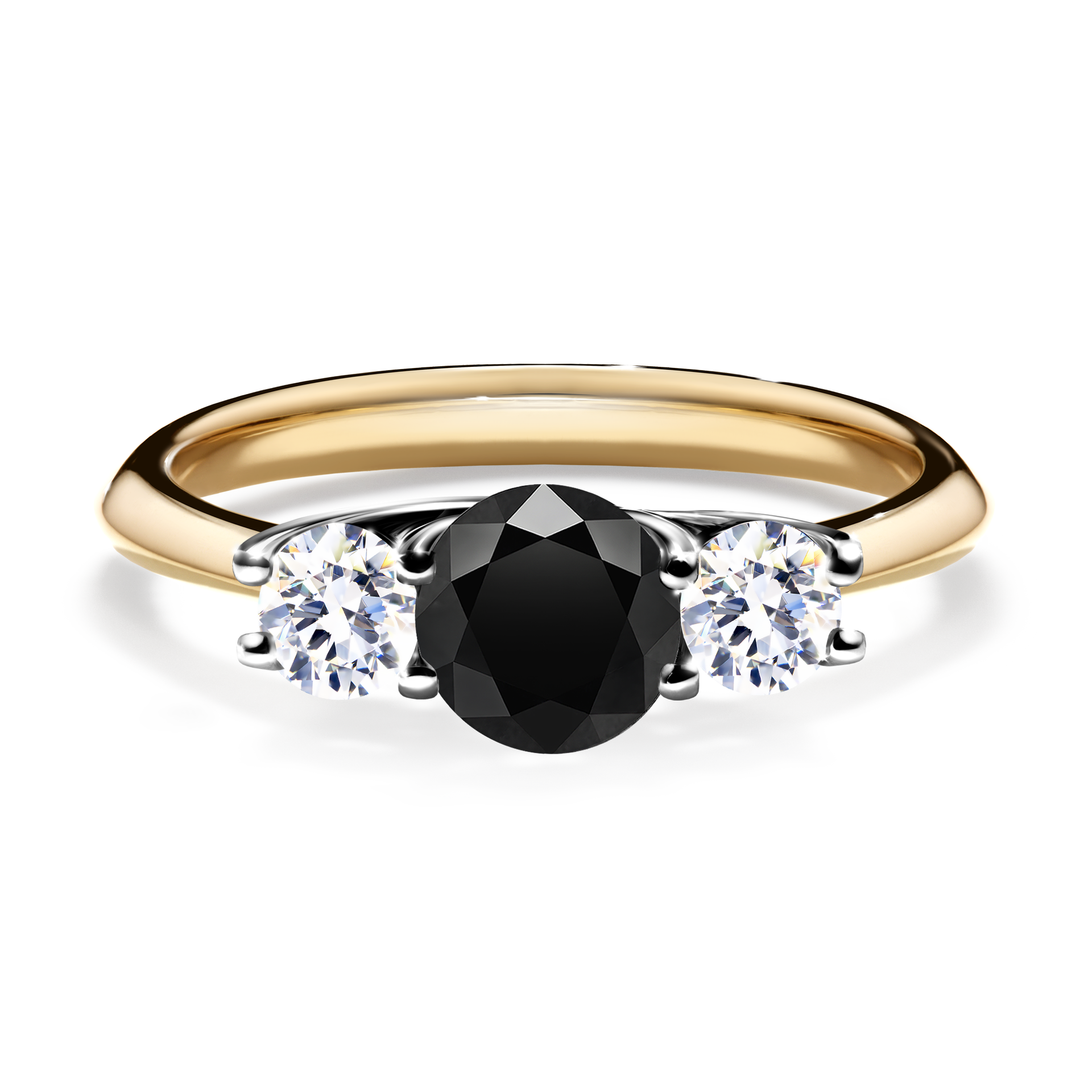 Pierścionek zaręczynowy My Honey z żółtego złota z czarnym diamentem 0,84CT