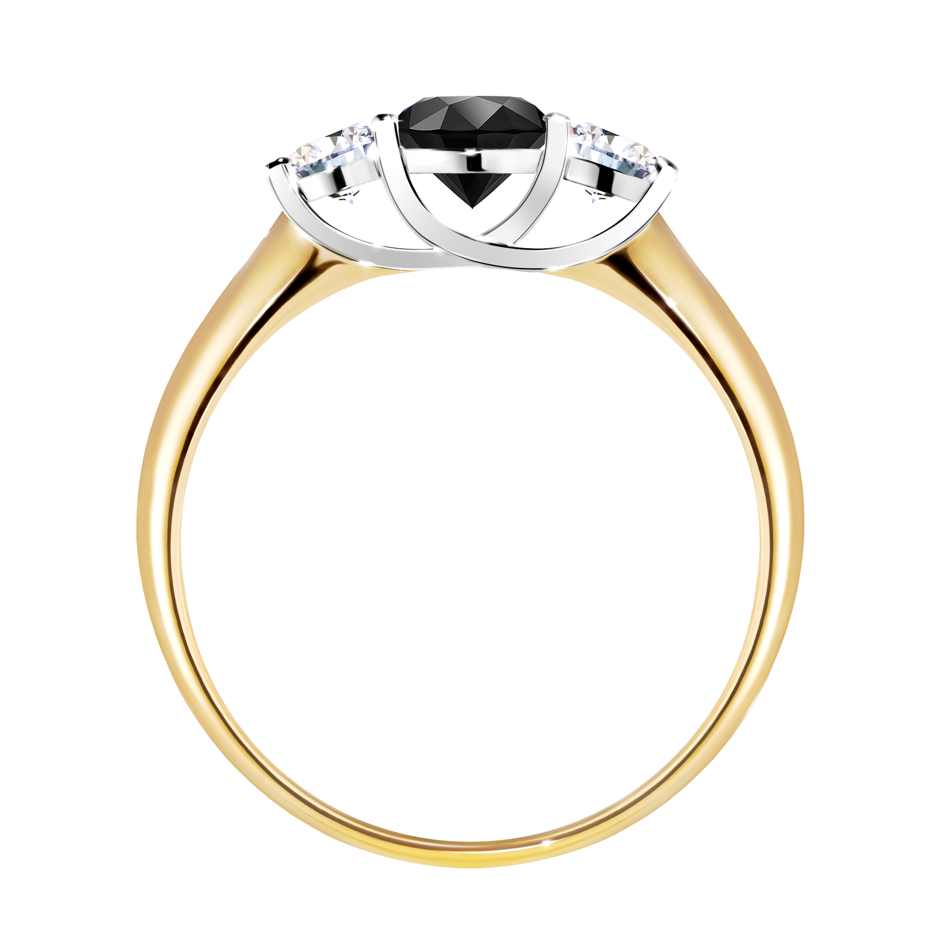 Pierścionek zaręczynowy My Honey z żółtego złota z czarnym diamentem 0,84CT